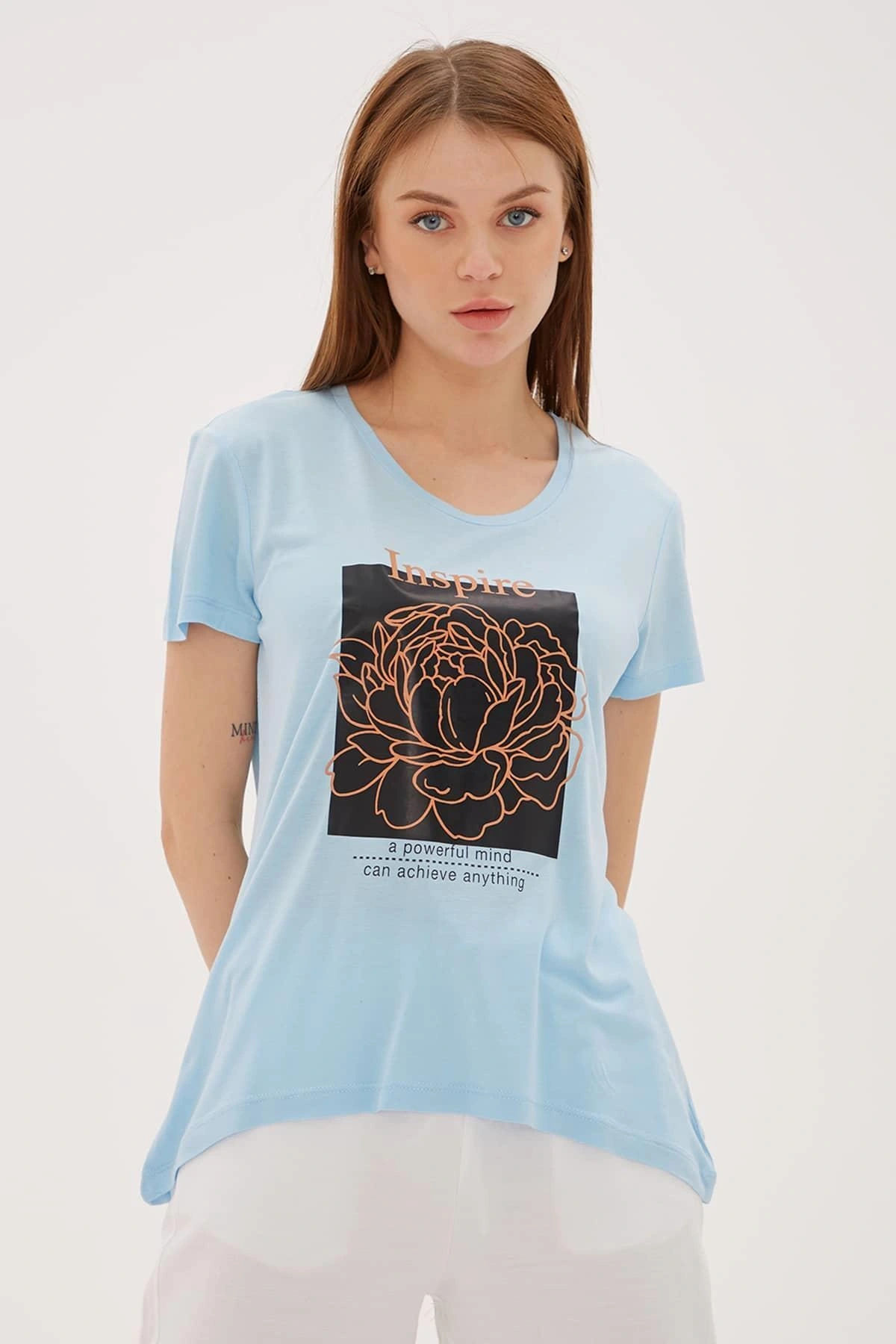 Baskılı T-shirt Mavi / Blue