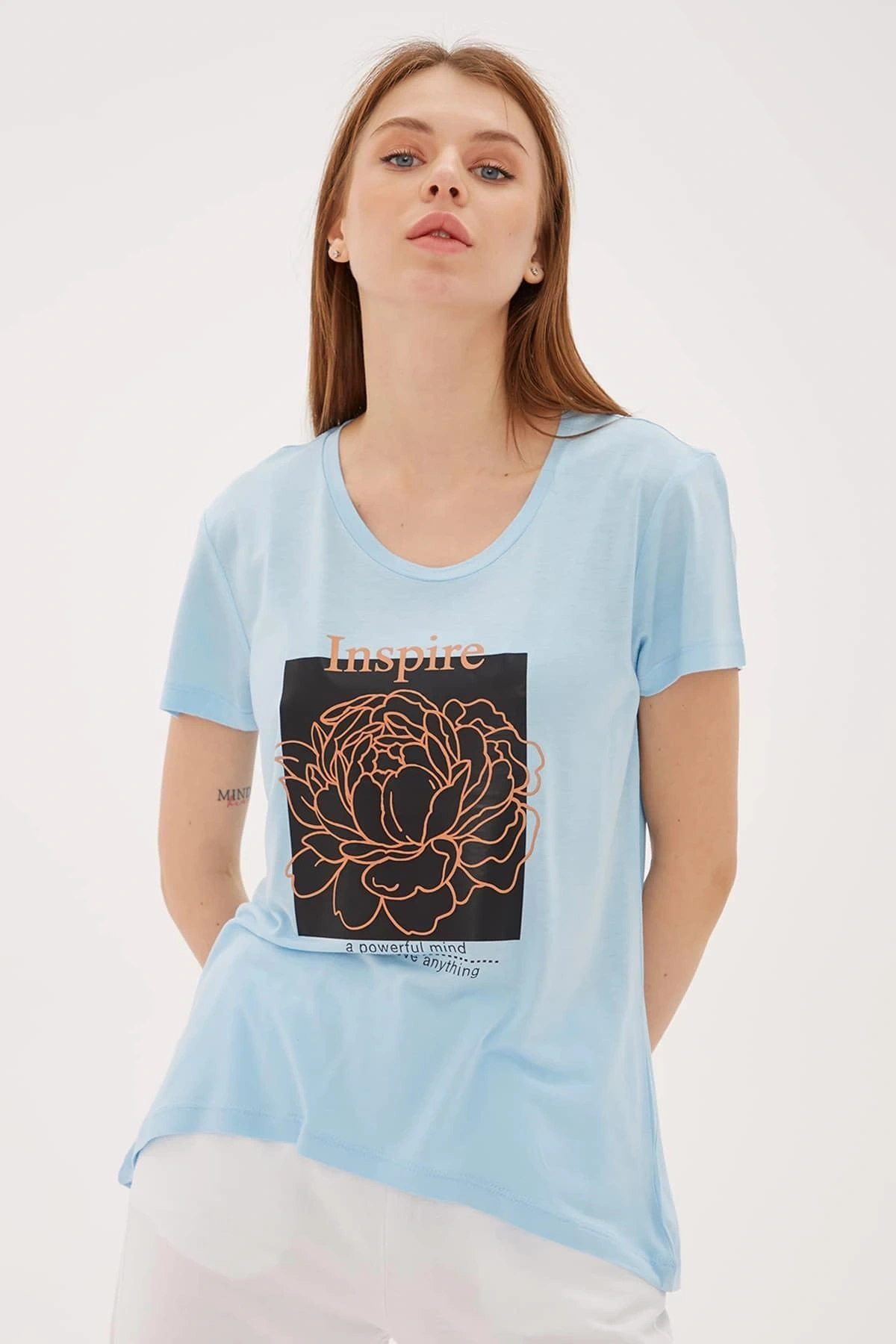 Baskılı T-shirt Mavi / Blue