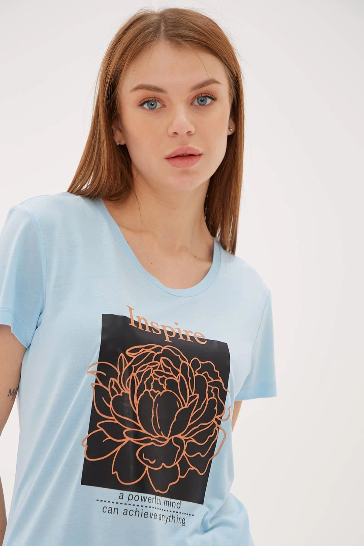 Baskılı T-shirt Mavi / Blue