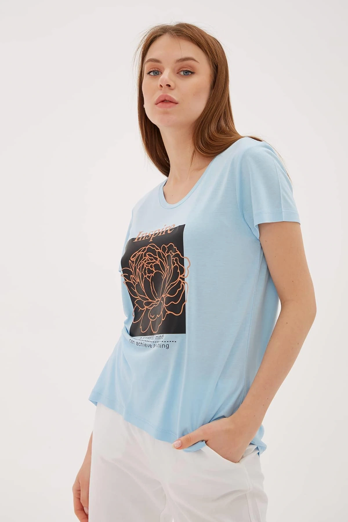 Baskılı T-shirt Mavi / Blue