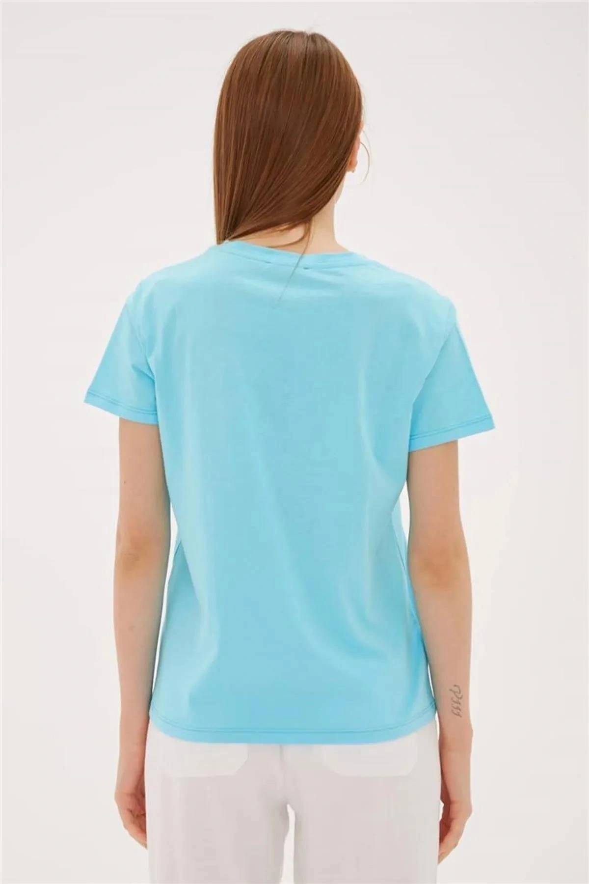Baskılı T-shirt Turkuaz / Turquoise