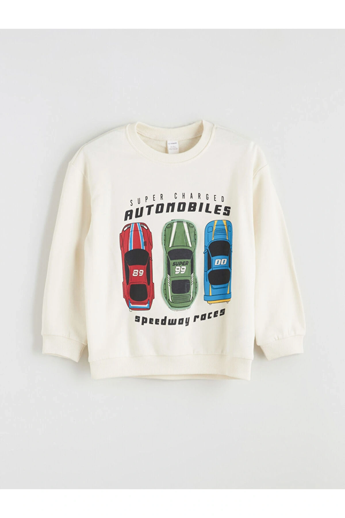 Bej Bisiklet Yaka Baskılı Erkek Çocuk Sweatshirt Ve Eşofman Alt 2li