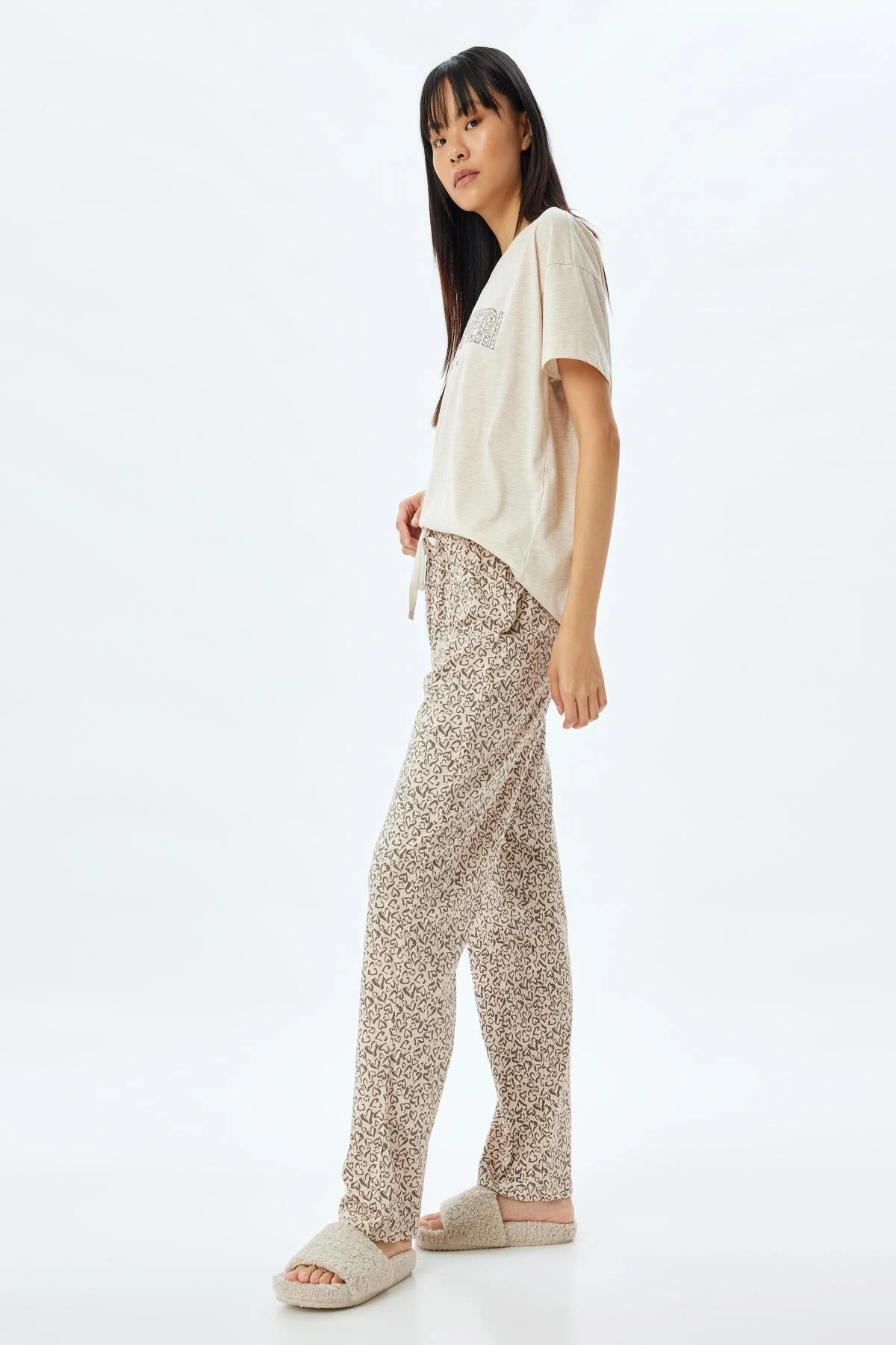 Bej Melanj Kadın Pijama Takımı 5WLK40044MK