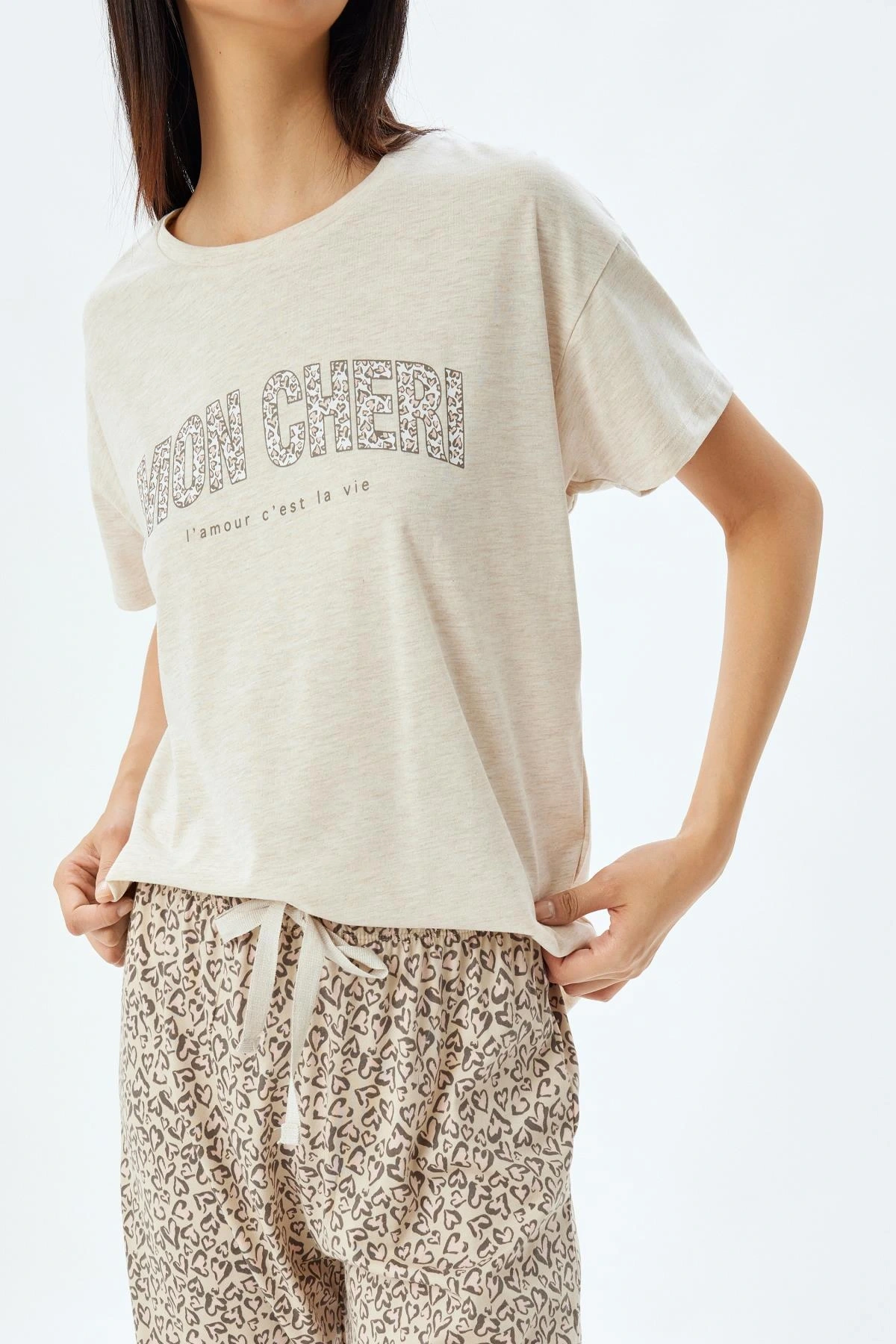 Bej Melanj Kadın Pijama Takımı 5WLK40044MK