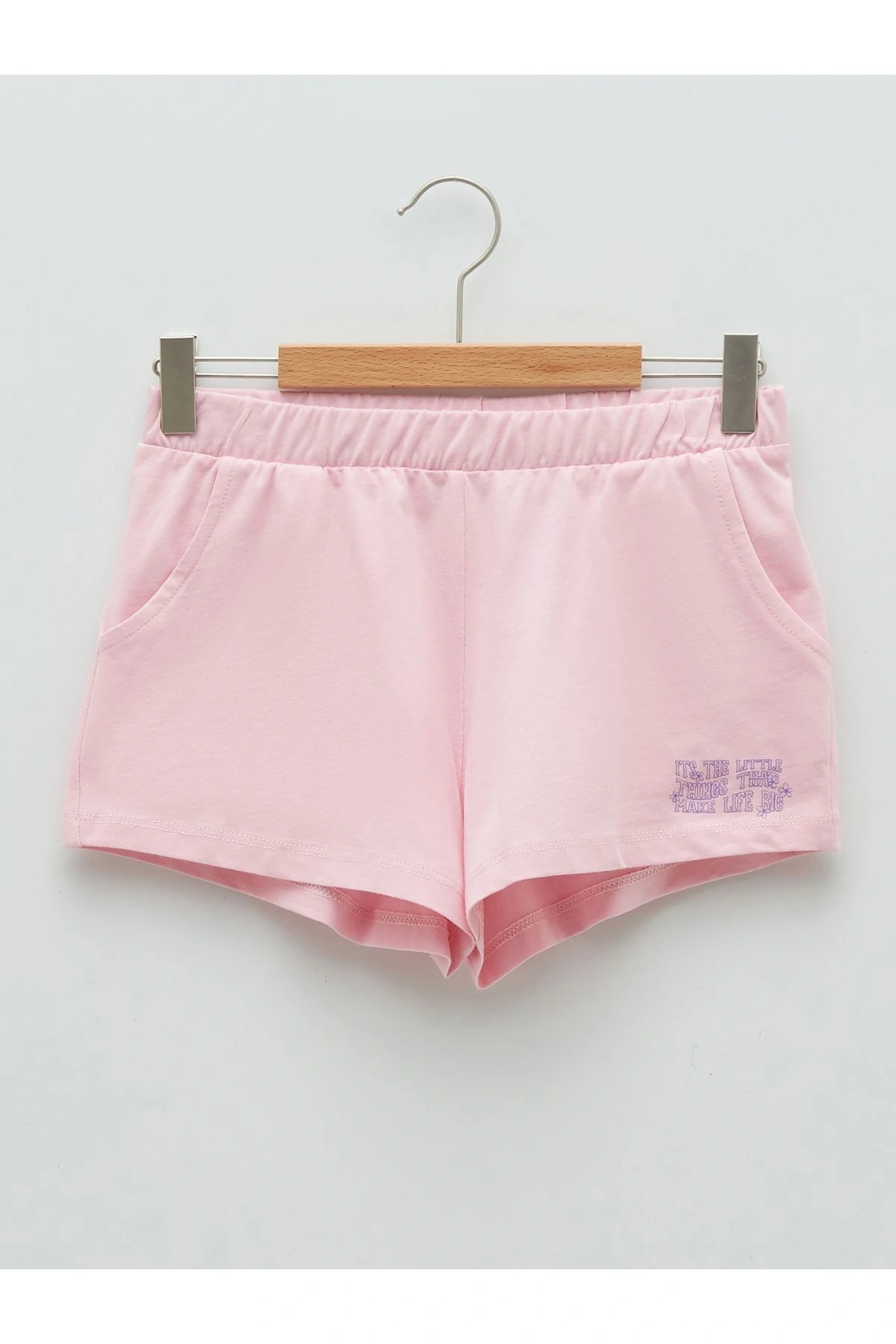 LCW Kids Pembe Beli Lastikli Baskılı Kız Çocuk Şort