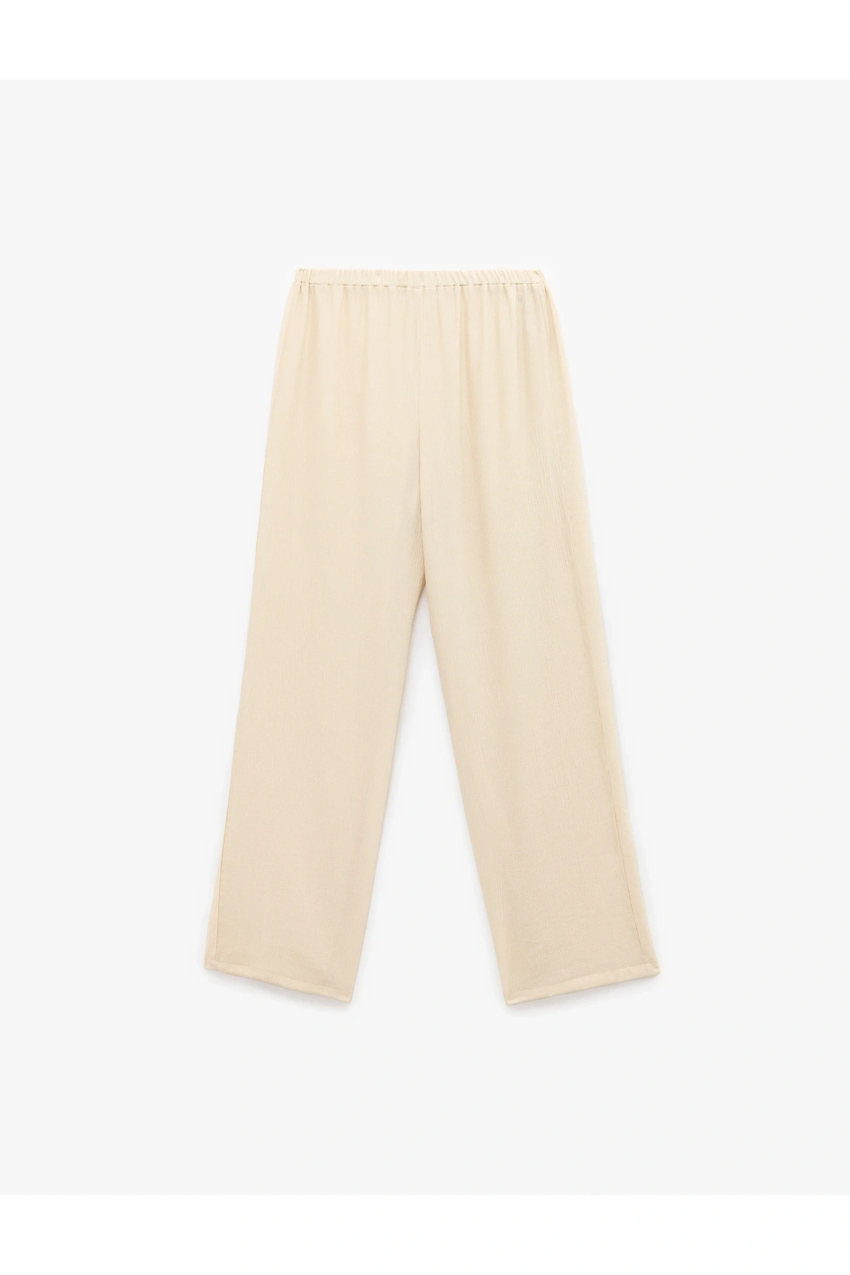 Beli Lastikli Bürümcük Düz Paça Pantolon