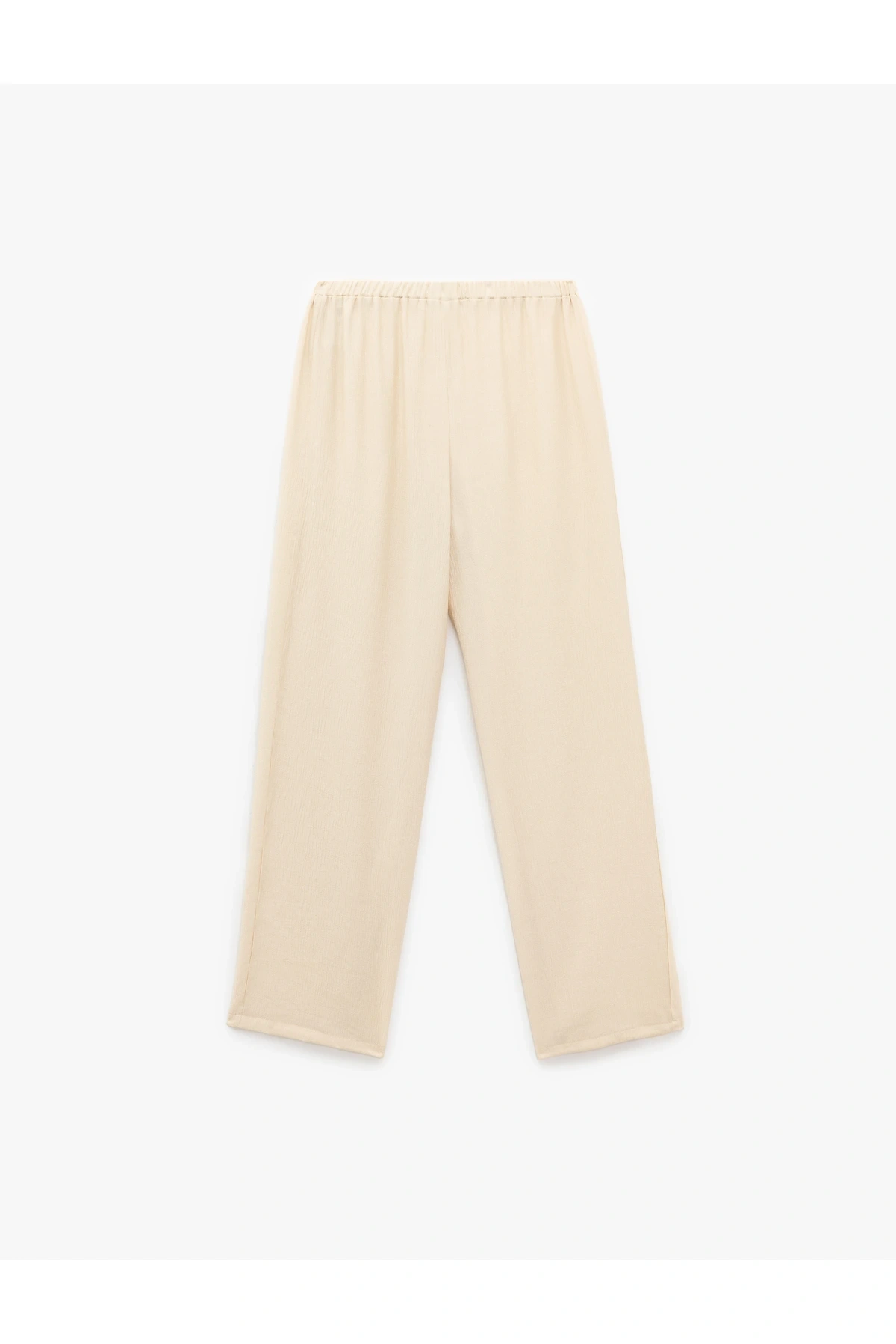 Beli Lastikli Bürümcük Düz Paça Pantolon