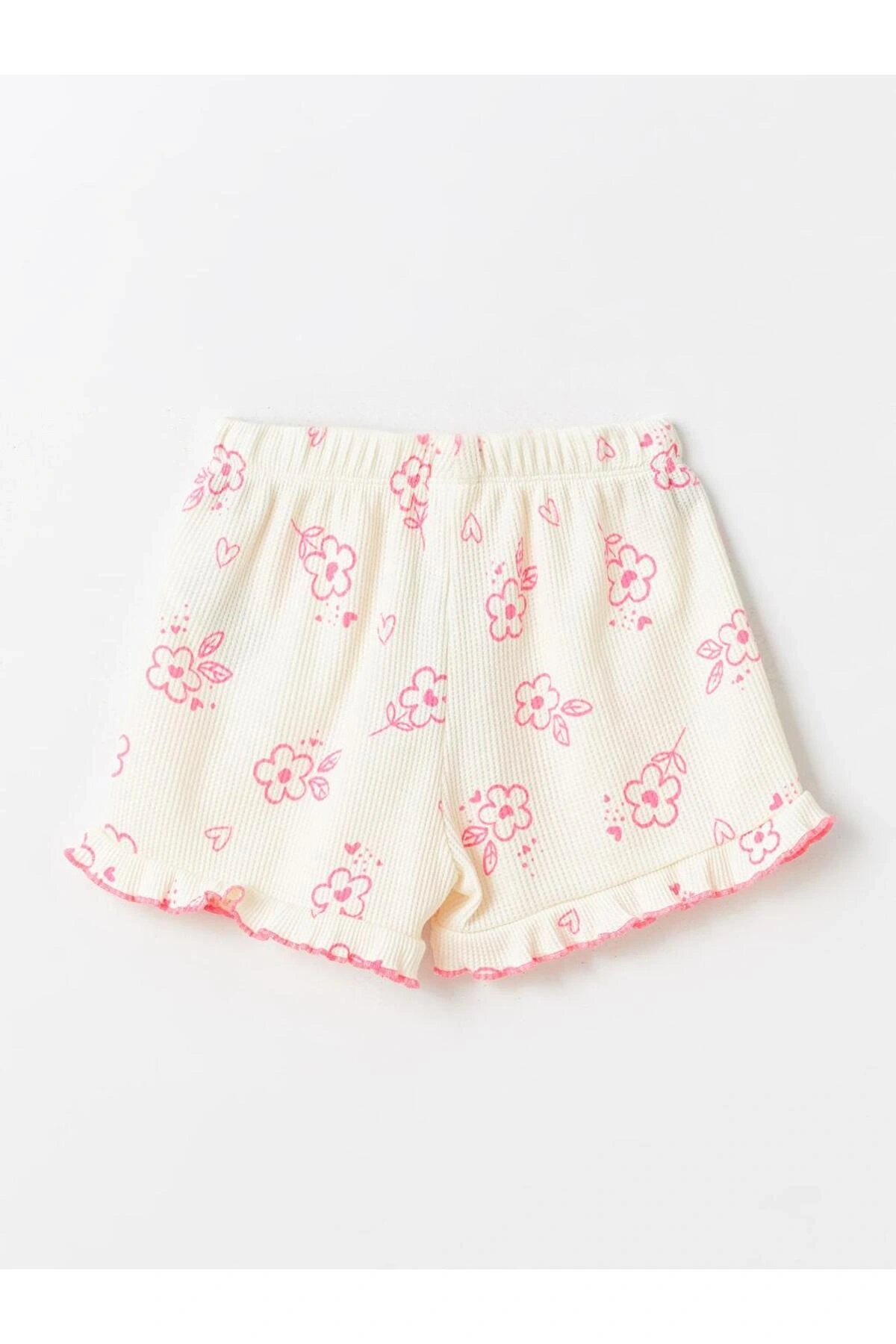 Beli Lastikli Çiçekli Kız Bebek Şort (S4)