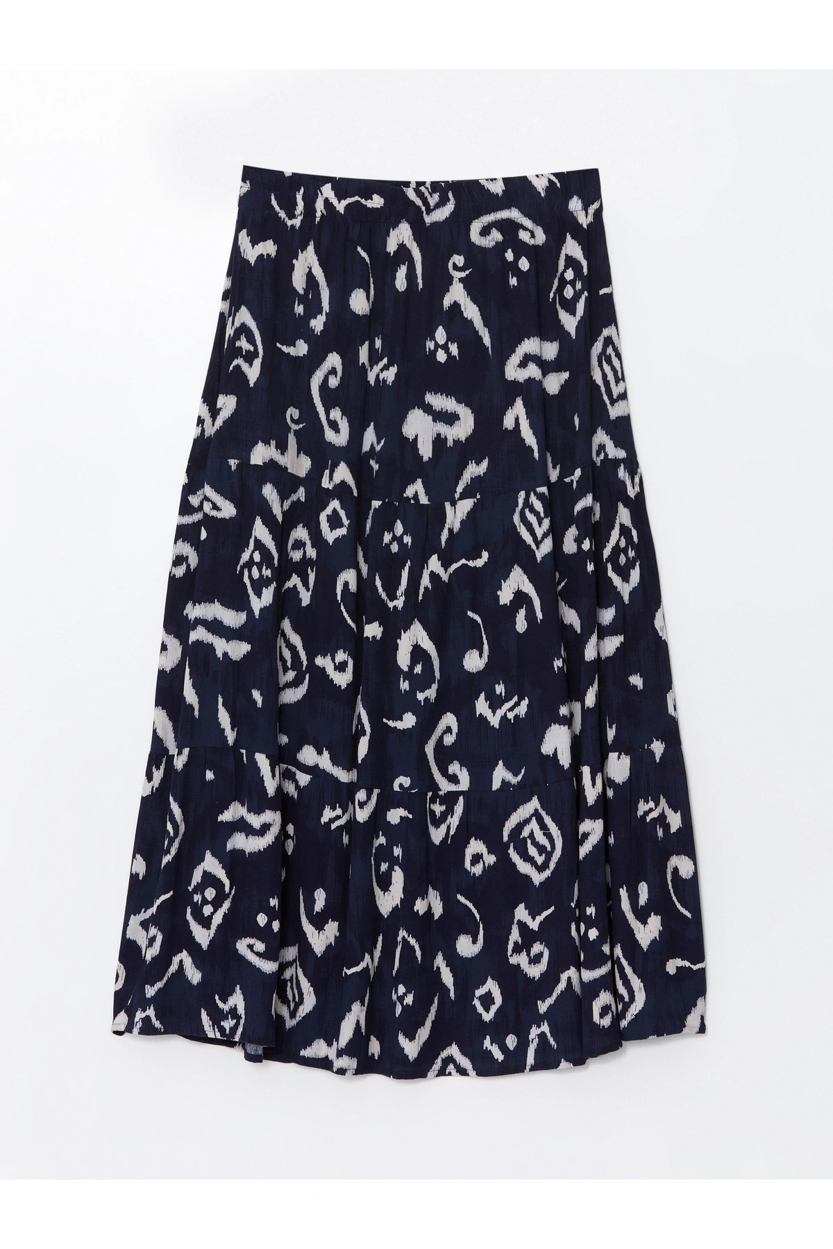 Beli Lastikli Desenli Kadın Etek