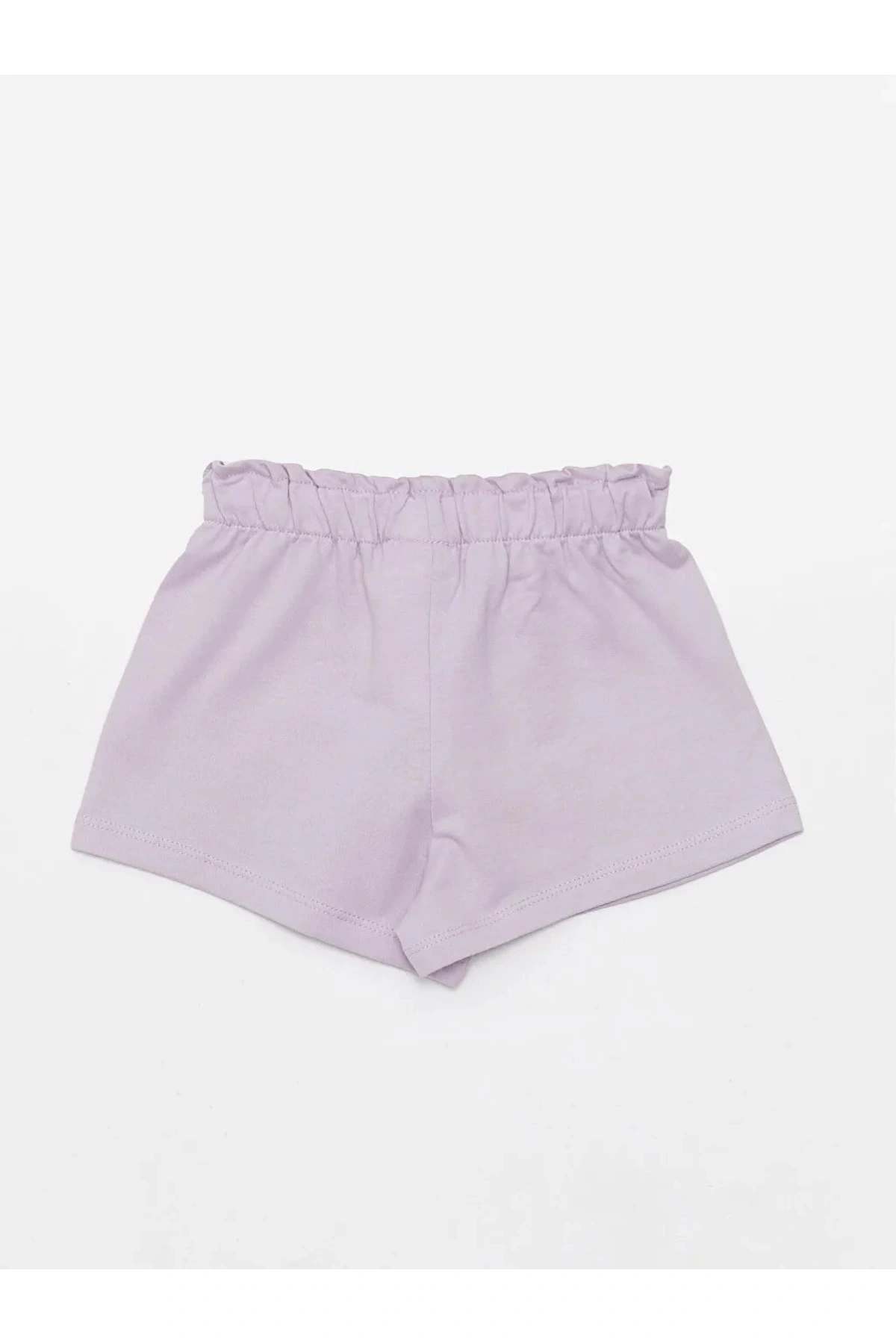 Beli Lastikli Etiket Baskılı Kız Bebek Şort
