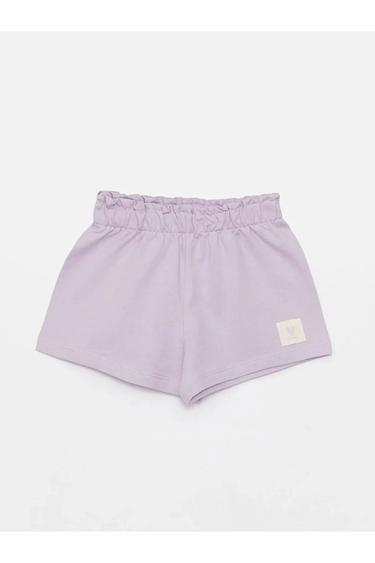 Beli Lastikli Etiket Baskılı Kız Bebek Şort