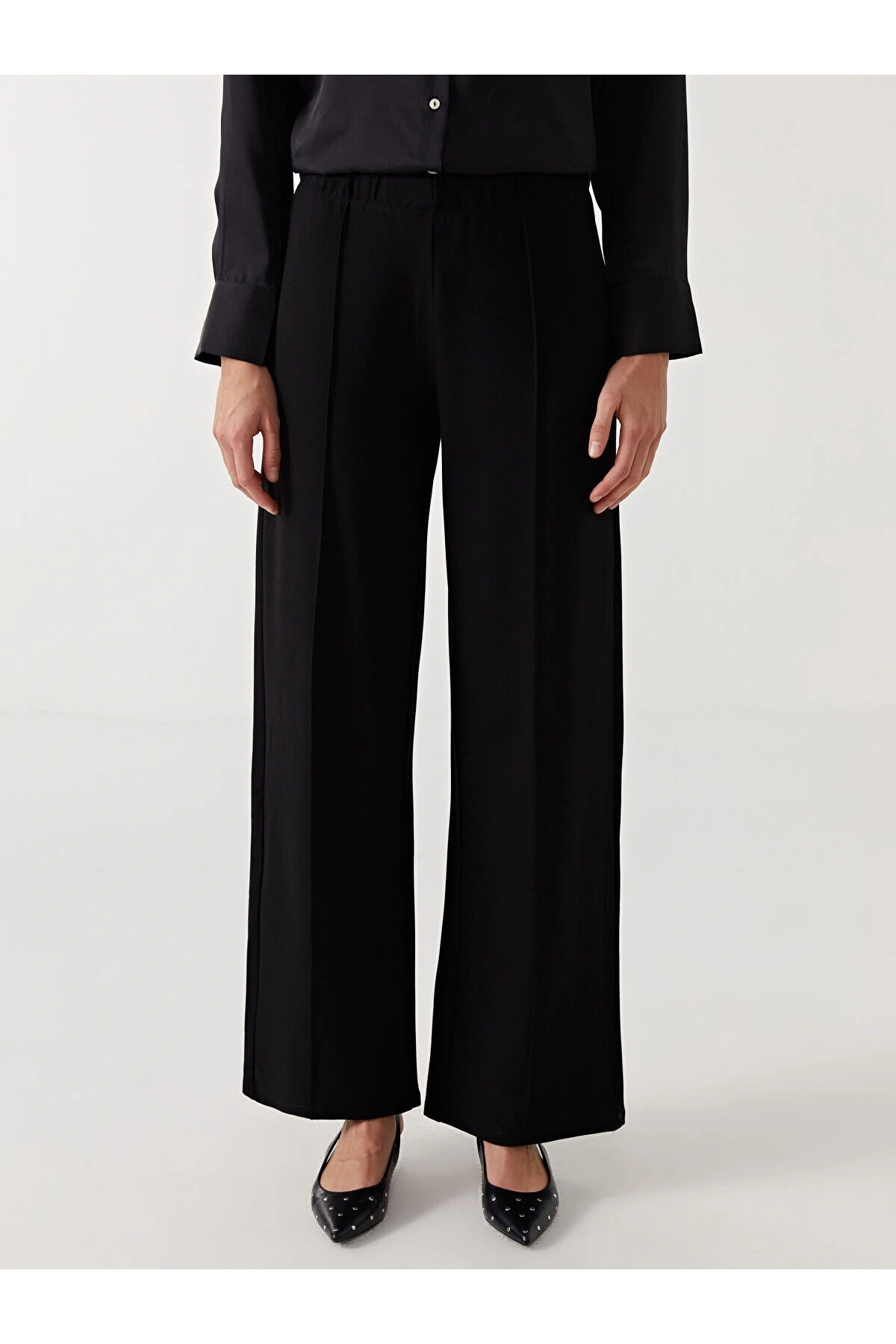 Beli Lastikli Geniş Paça Kadın Pantolon