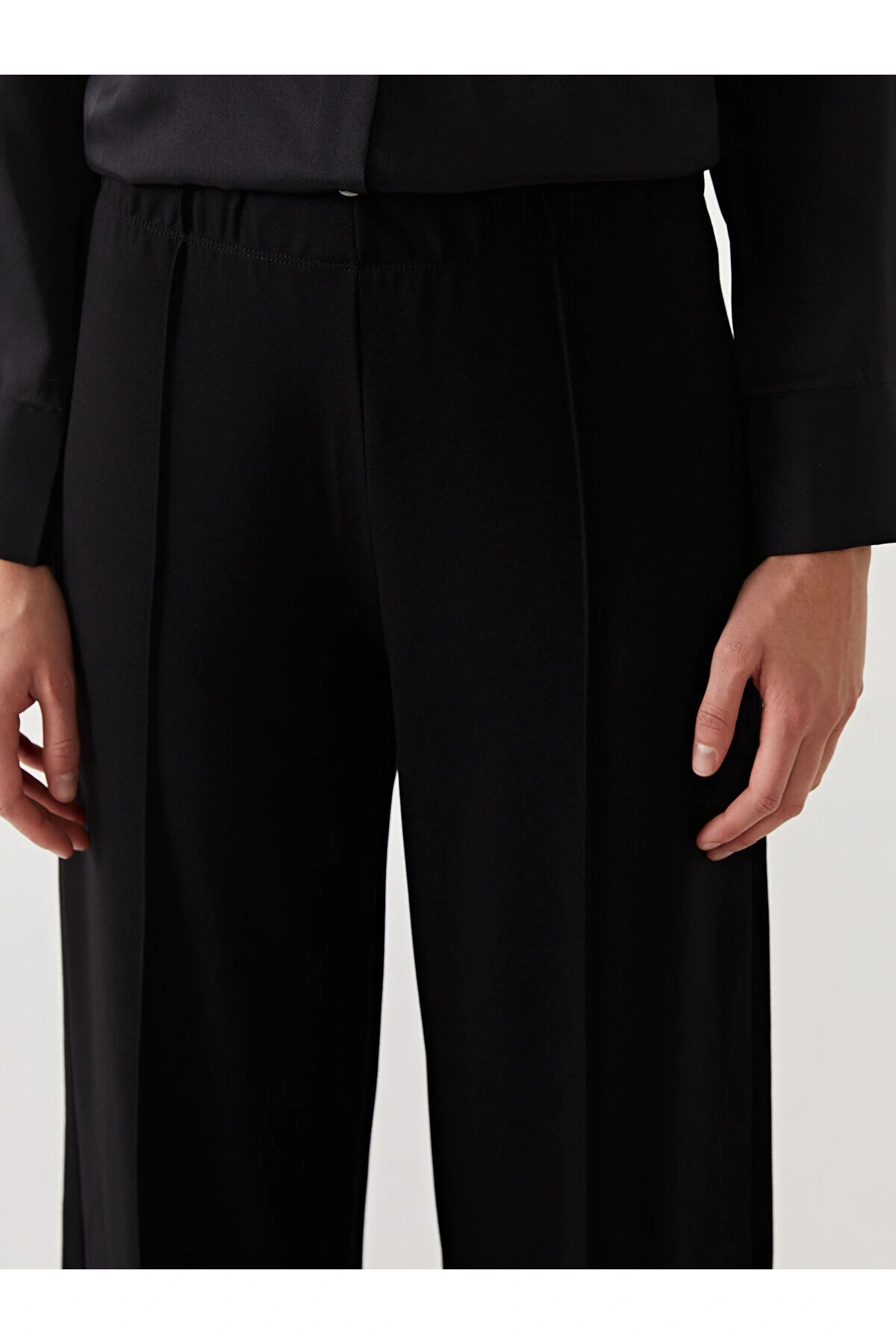 Beli Lastikli Geniş Paça Kadın Pantolon