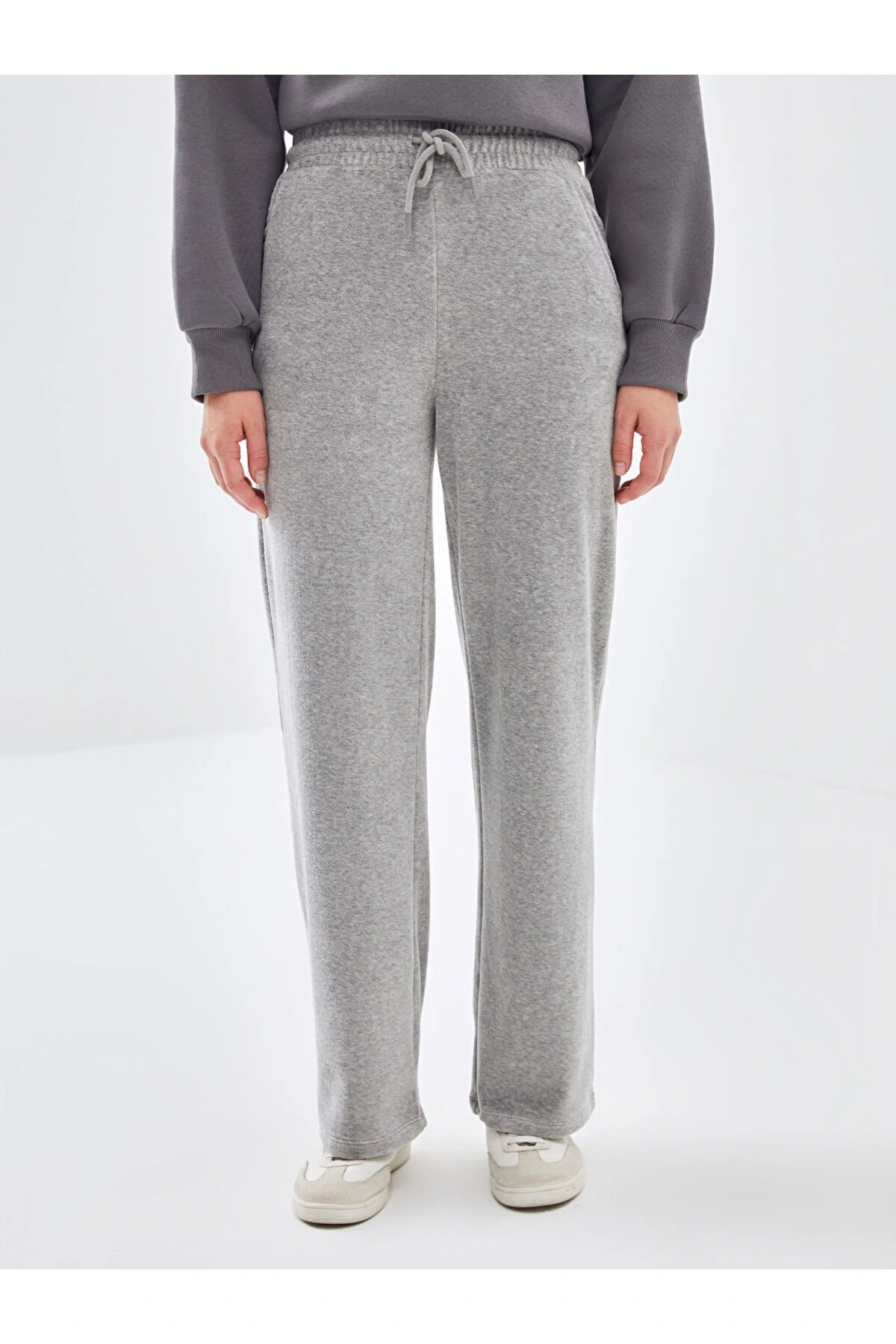 Beli Lastikli Kadife Kadın Eşofman Altı