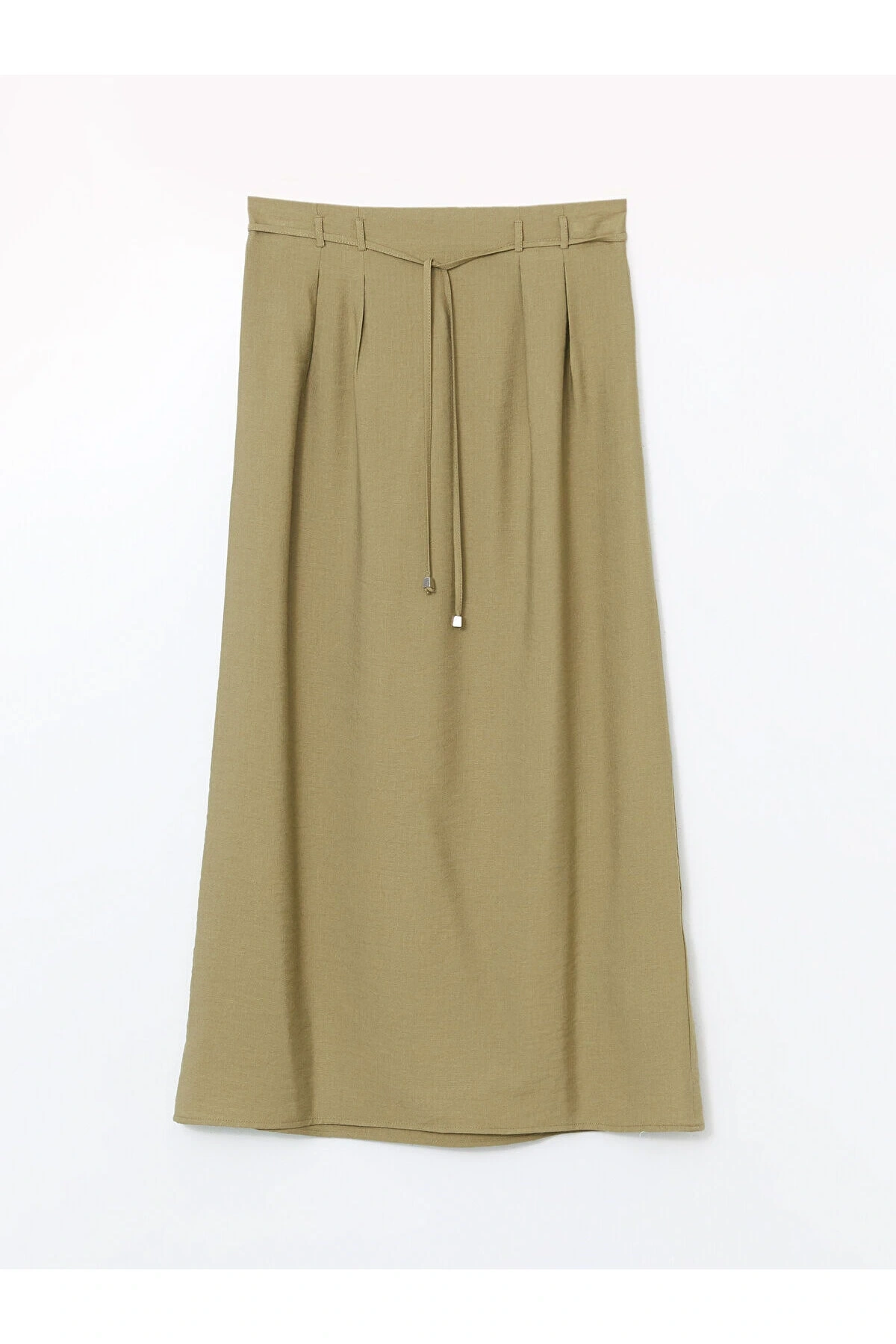 Beli Lastikli Keten Görünümlü Etek