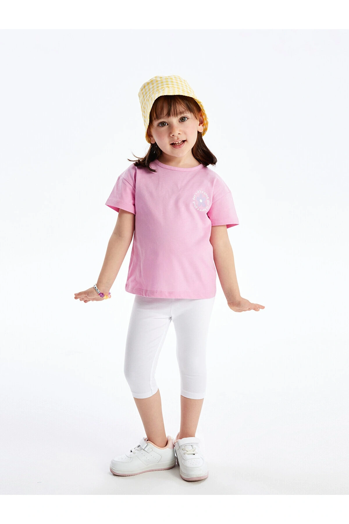LCW Kids Beyaz Beli Lastikli Kız Çocuk Basic Tayt