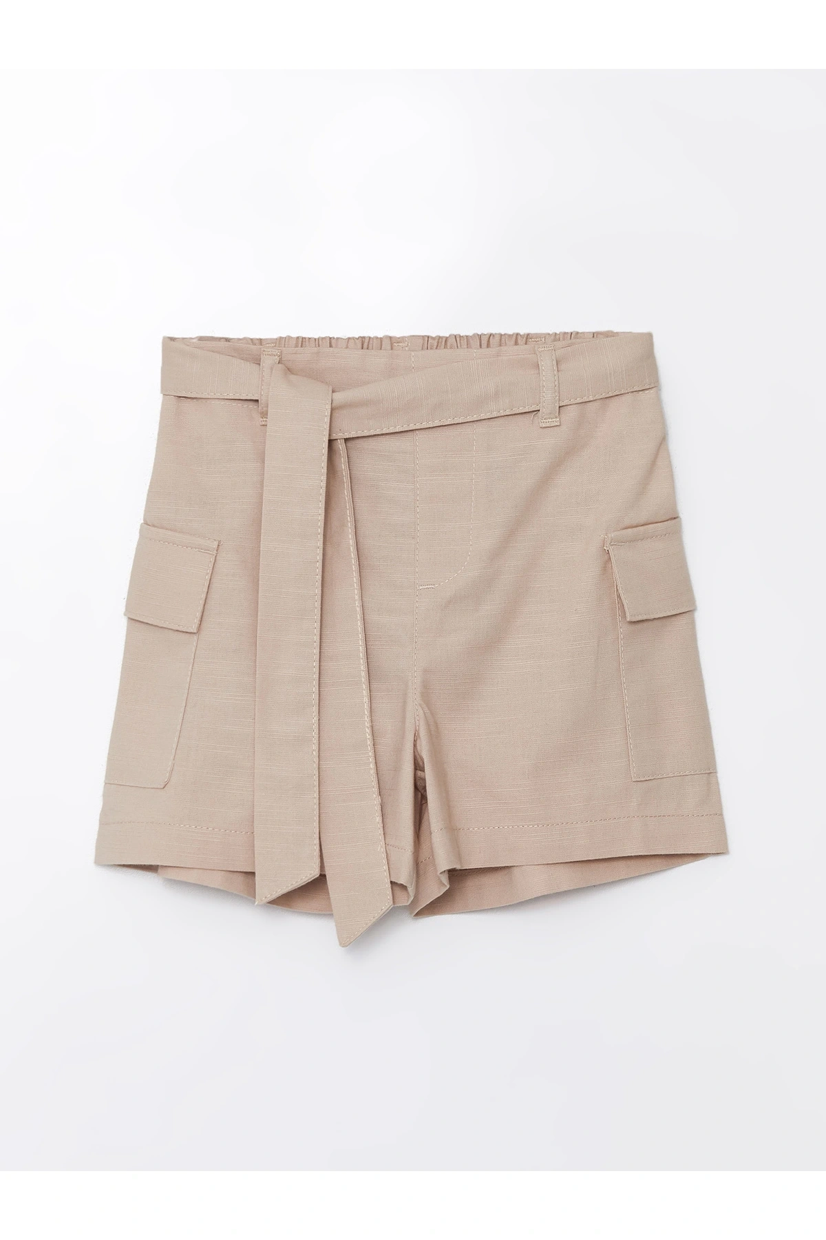 LCW Kids Bej Beli Lastikli Kız Çocuk Şort