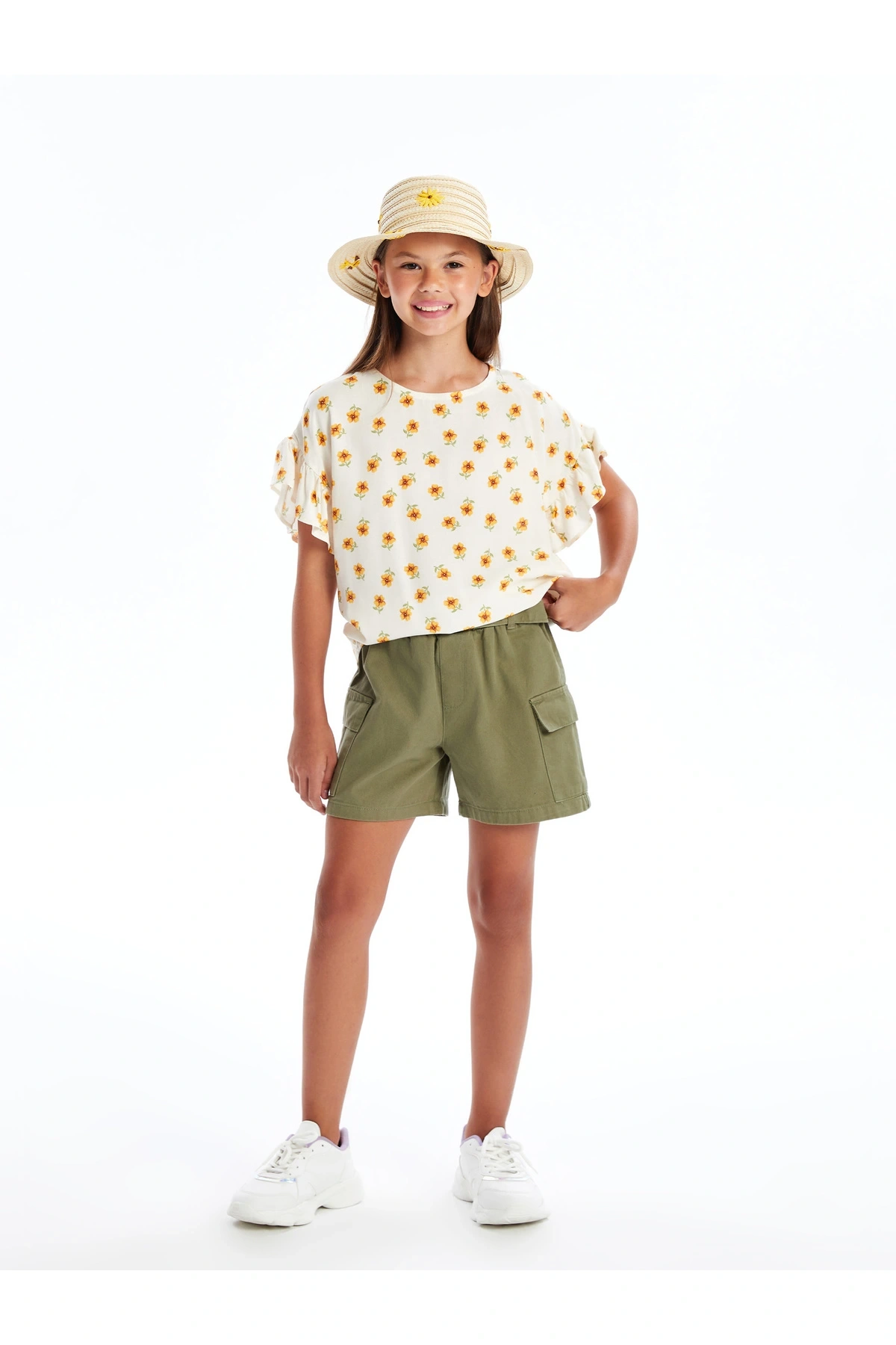 Beli Lastikli Kız Çocuk Şort