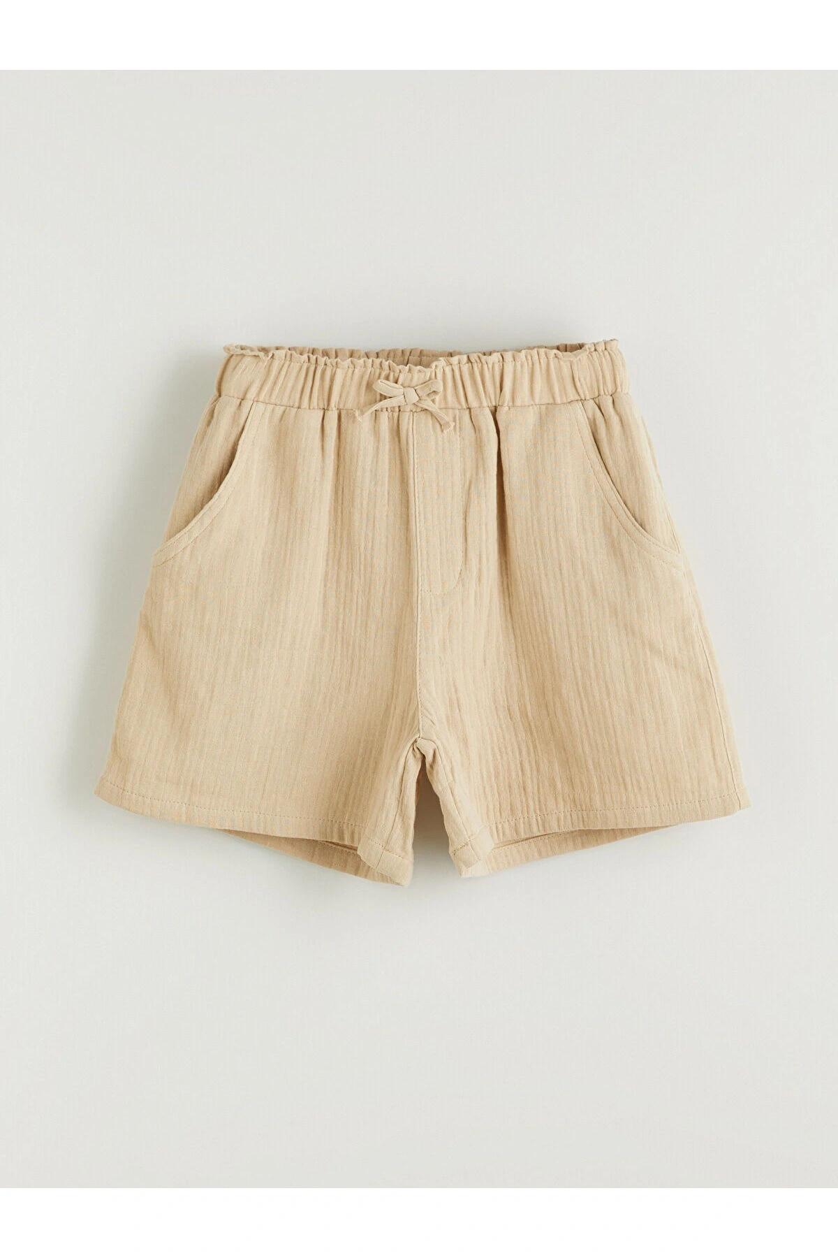 Beli Lastikli Müslin Kız Çocuk Şort