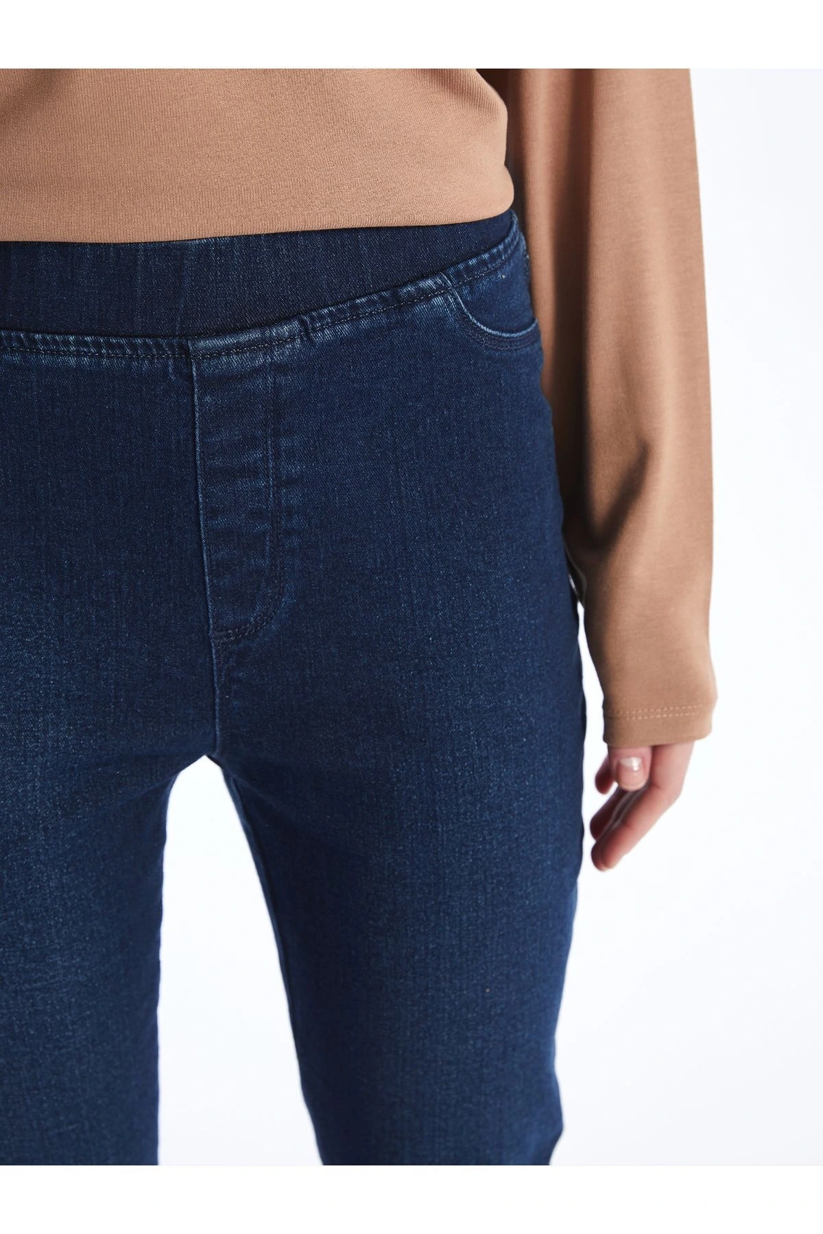 Beli Lastikli Slim Fit Kadın Jean Pantolon