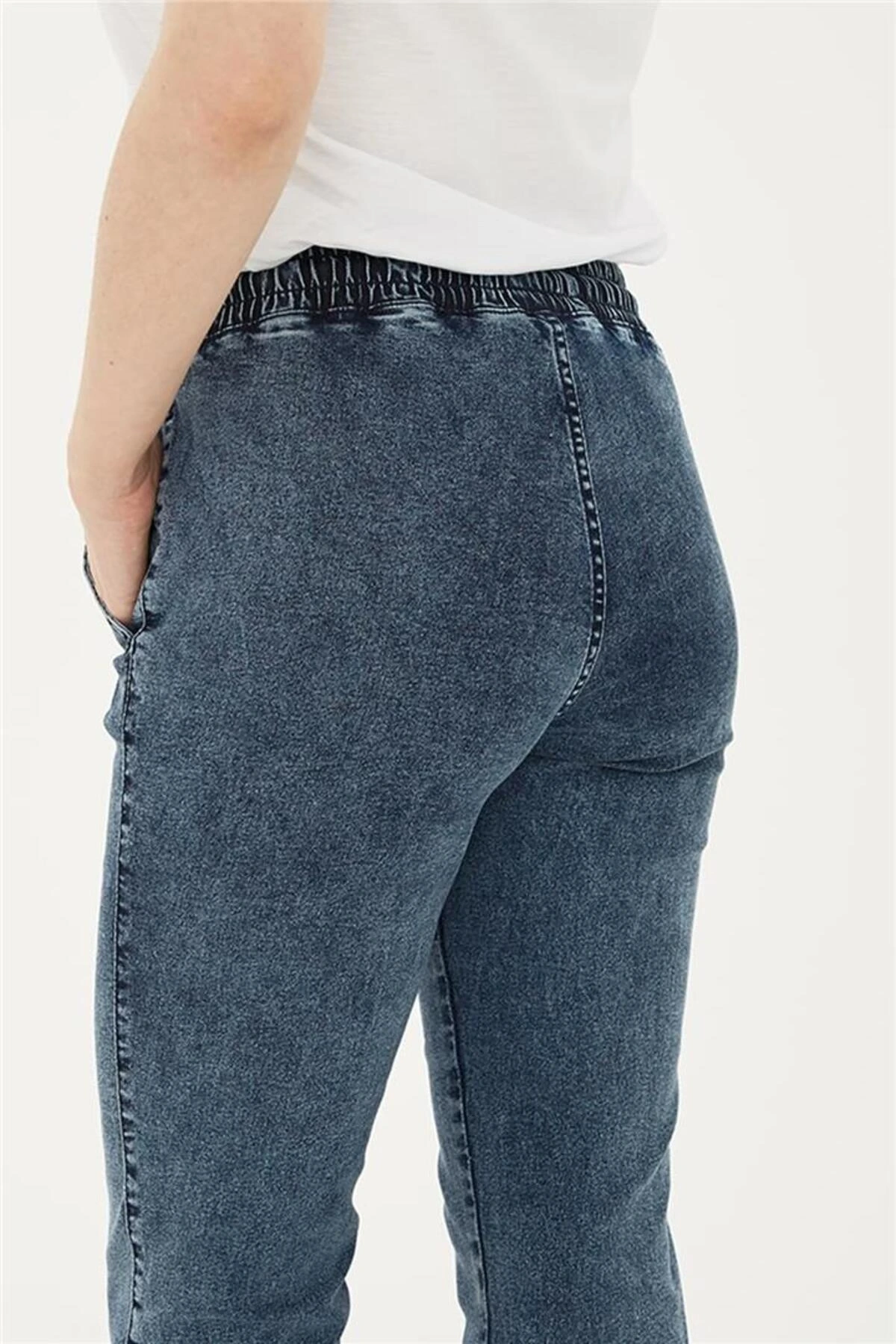 Beli Ve Paçası Lastikli Pantolon Mavi / Blue