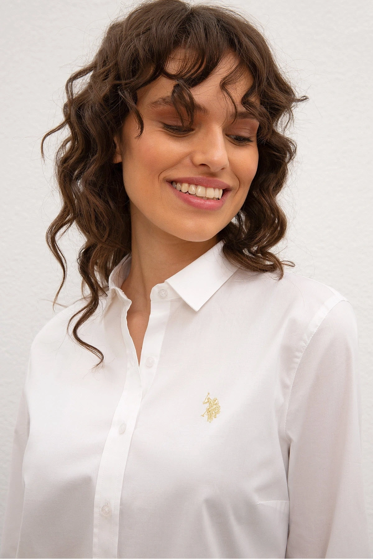 Beyaz Kadın Dokuma Gömlek