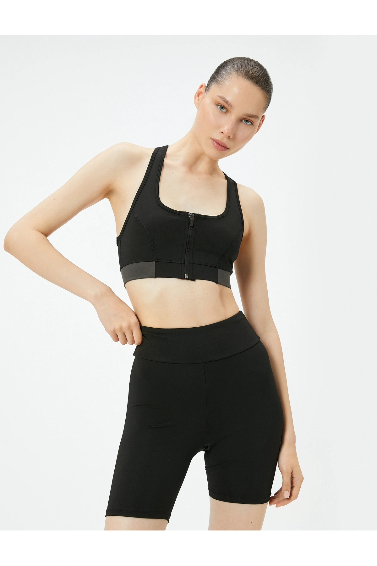 Biker Tayt Yüksek Bel Slim Fit İnterlok