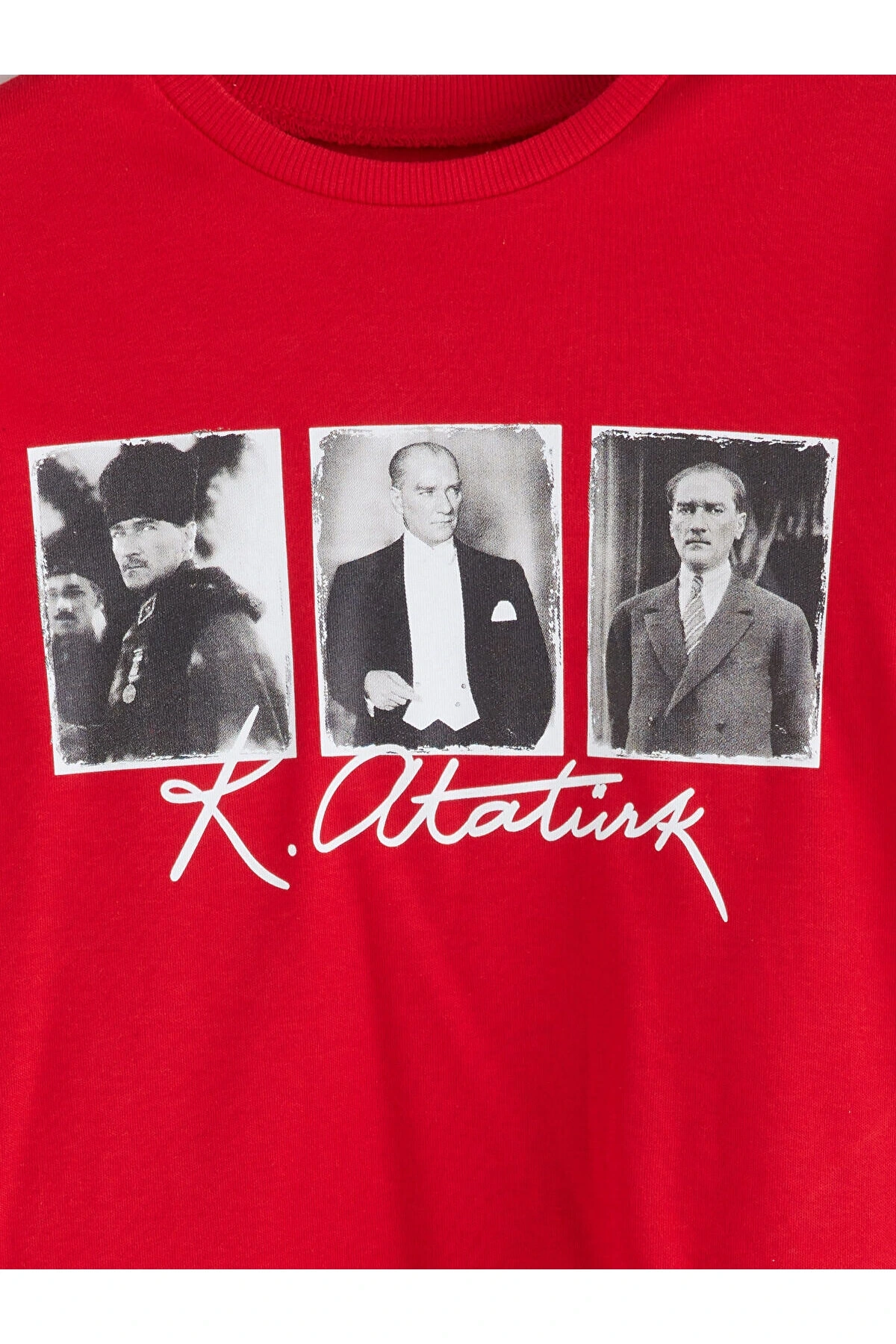 Bisiklet Yaka Atatürk Baskılı Erkek Çocuk Tişört