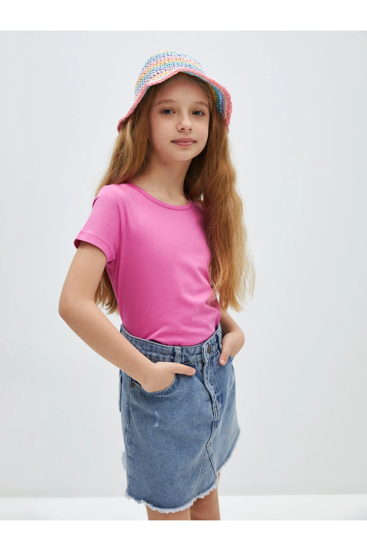 Bisiklet Yaka Basic Kısa Kollu Kız Çocuk Tişört