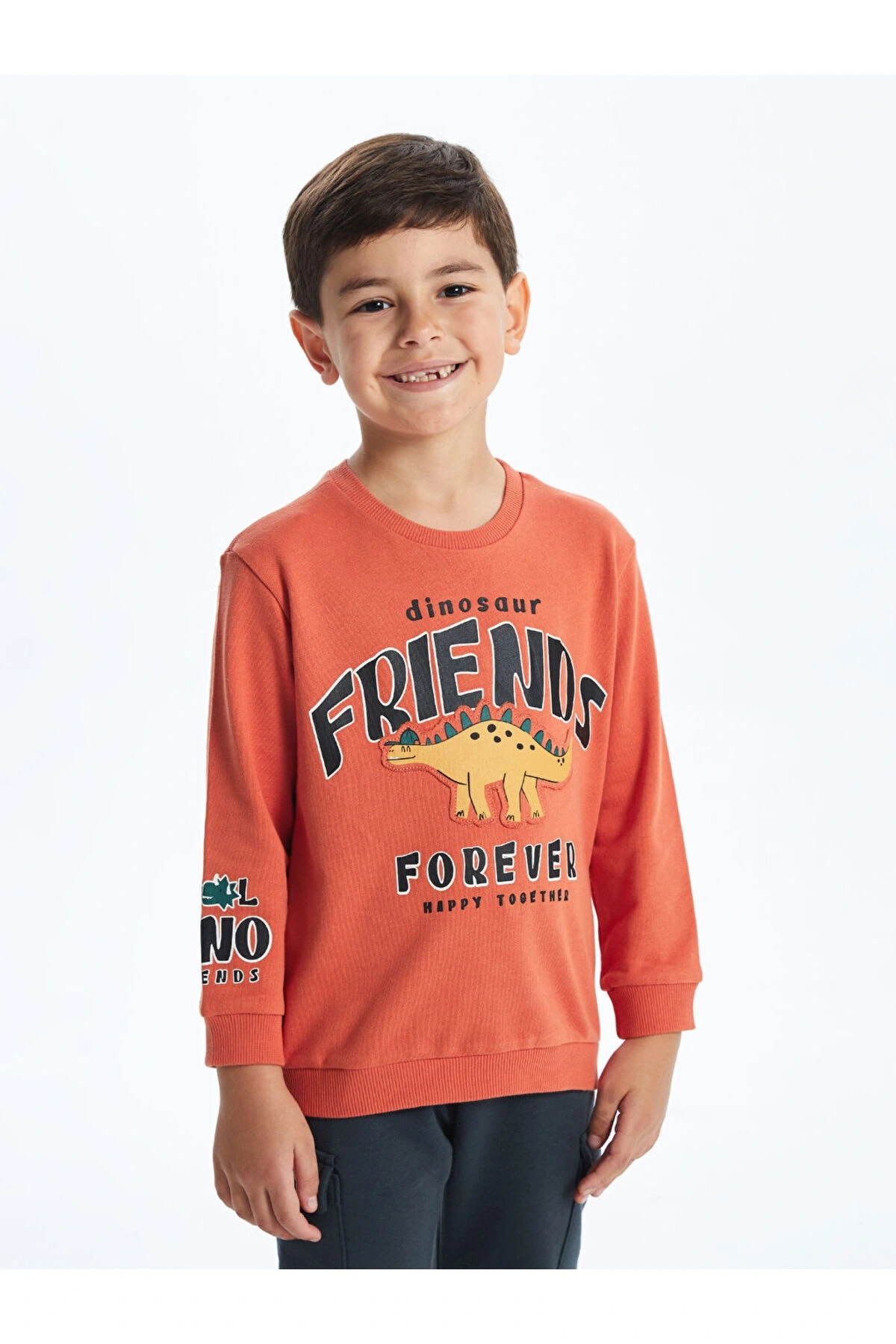 Bisiklet Yaka Baskılı Kalın Erkek Bebek Sweatshirt