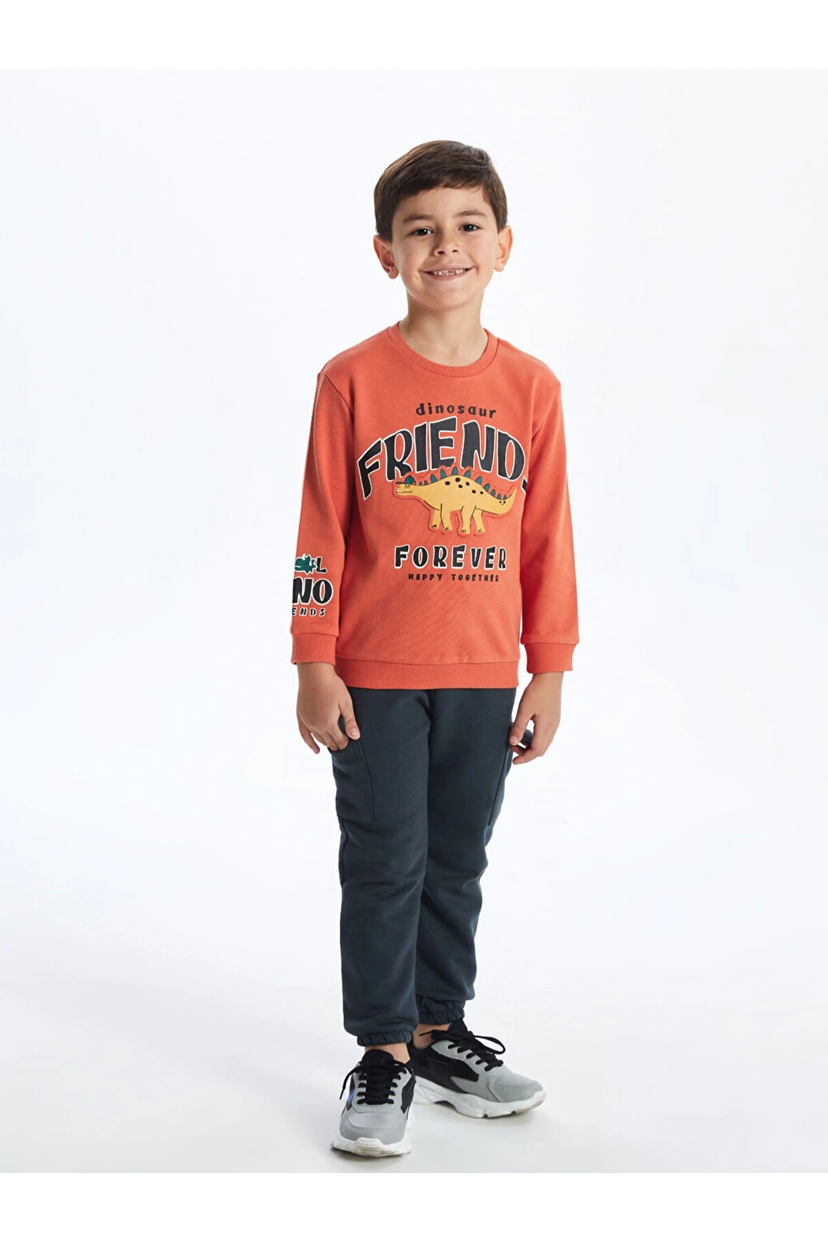 Bisiklet Yaka Baskılı Kalın Erkek Bebek Sweatshirt
