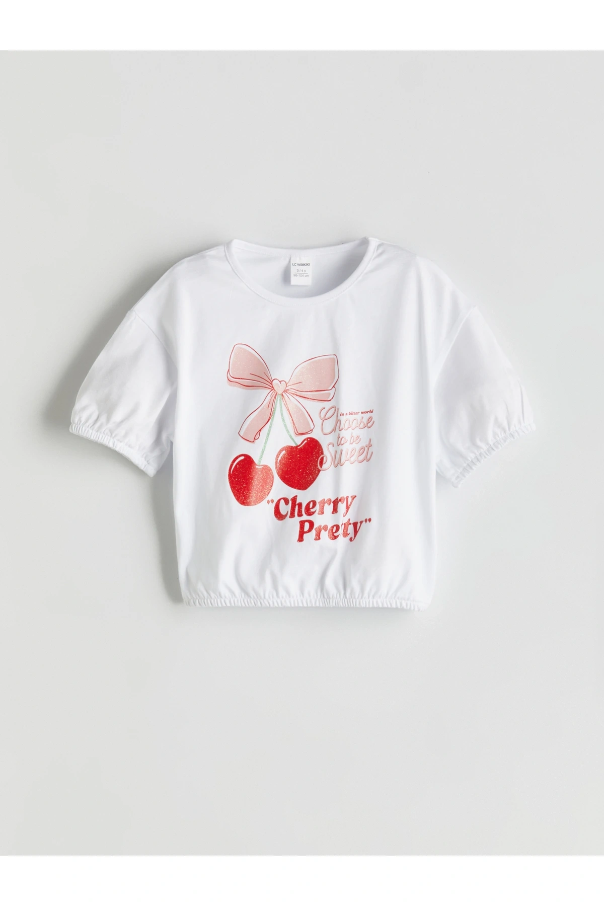 Bisiklet Yaka Baskılı Kız Çocuk Tişört