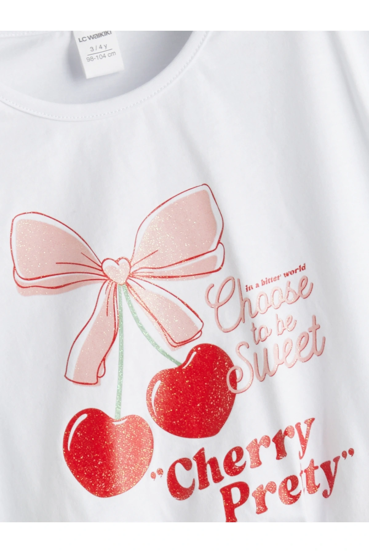 Bisiklet Yaka Baskılı Kız Çocuk Tişört