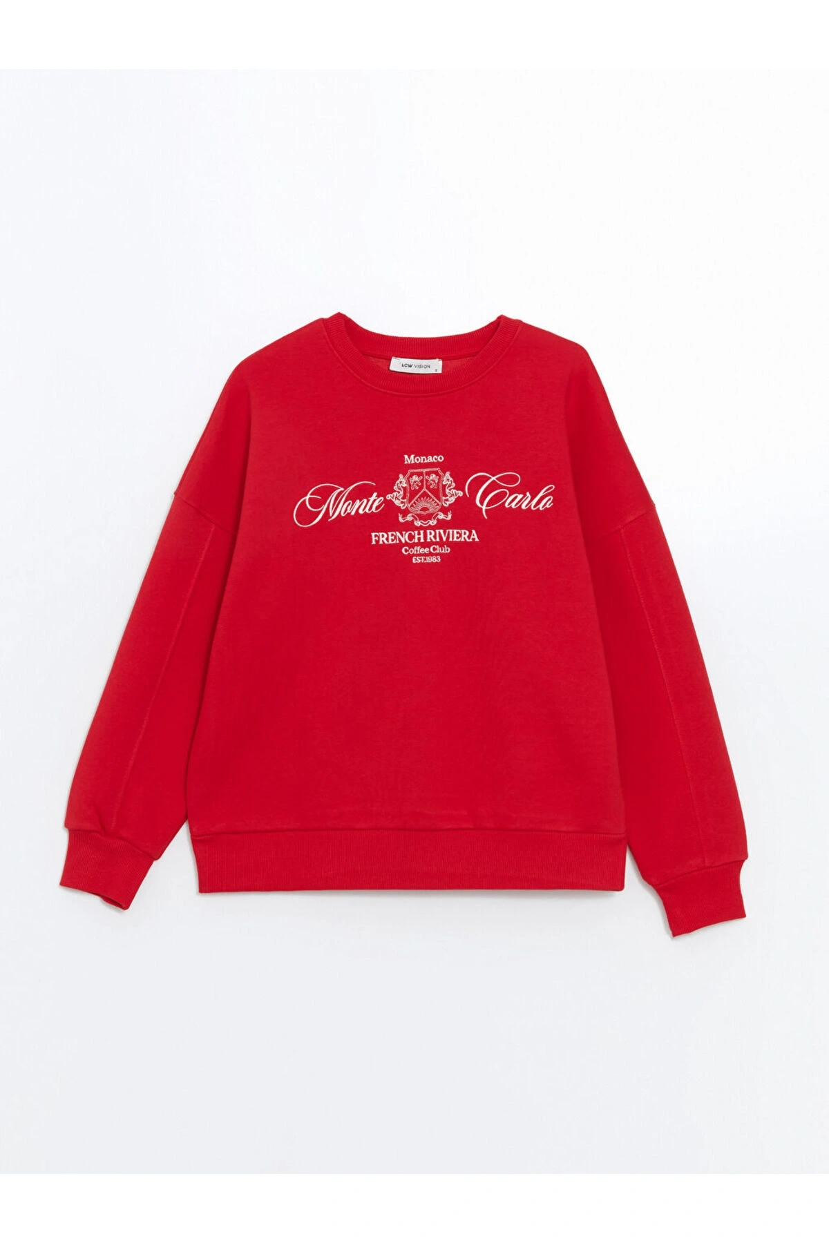 Bisiklet Yaka Baskılı Oversize Kadın Kalın Sweatshirt