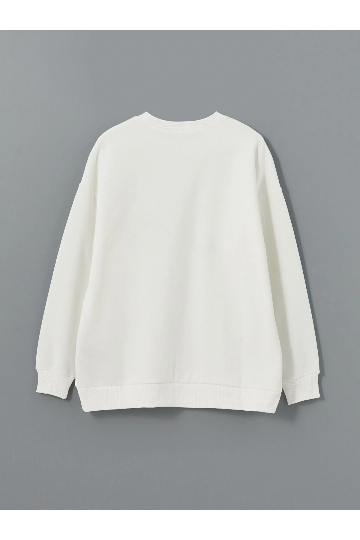 Bisiklet Yaka Baskılı Oversize Kadın Kalın Sweatshirt Tunik