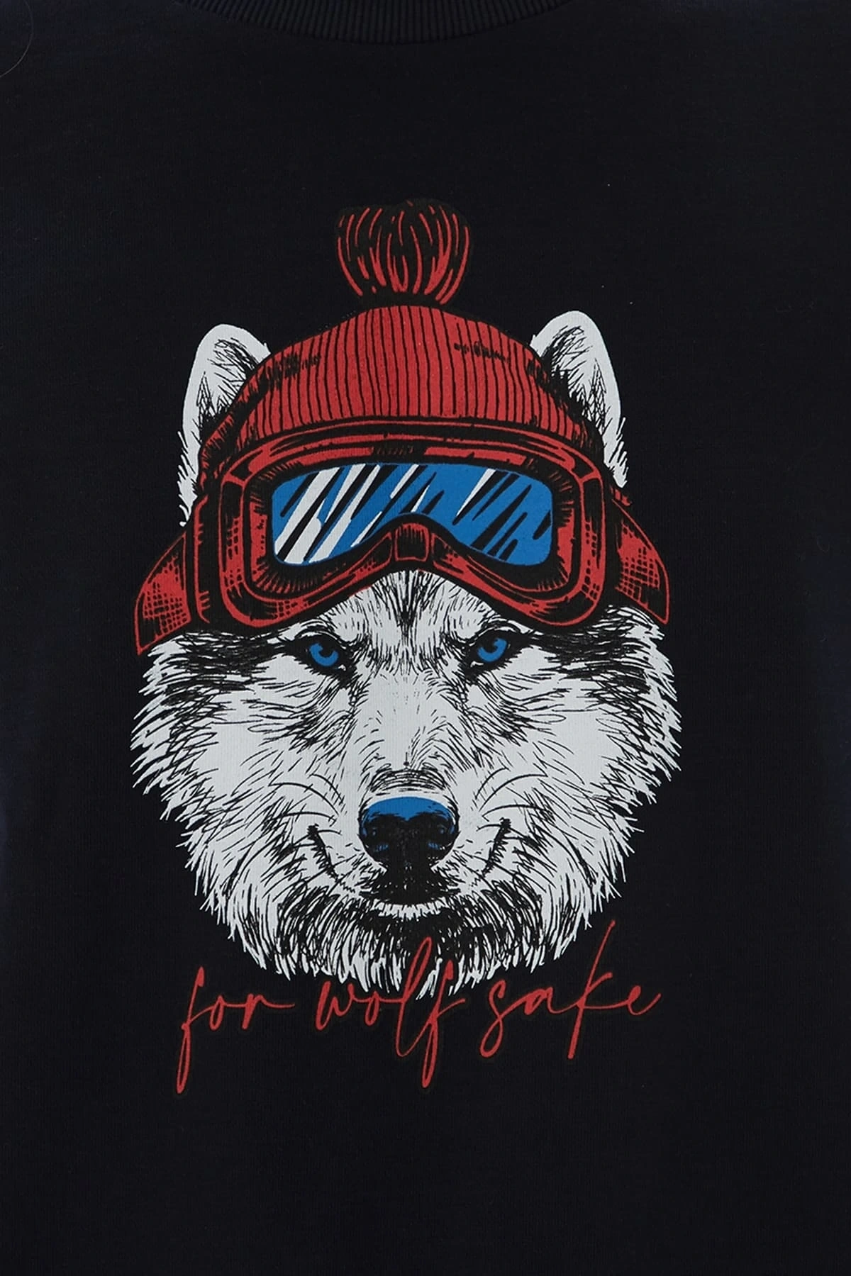 Bisiklet Yaka Baskılı Sweatshirt Lacivert / Navy