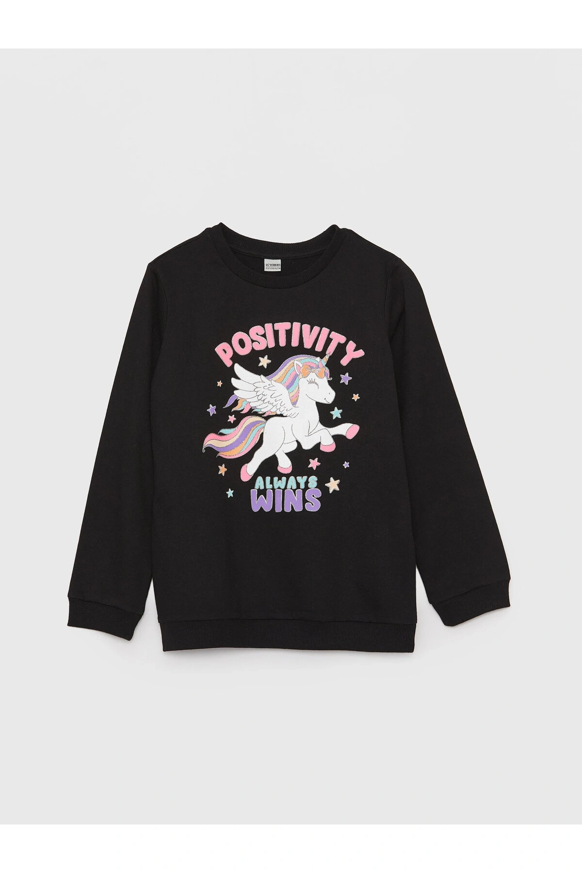 Bisiklet Yaka Baskılı Uzun Kollu Kız Çocuk Sweatshirt