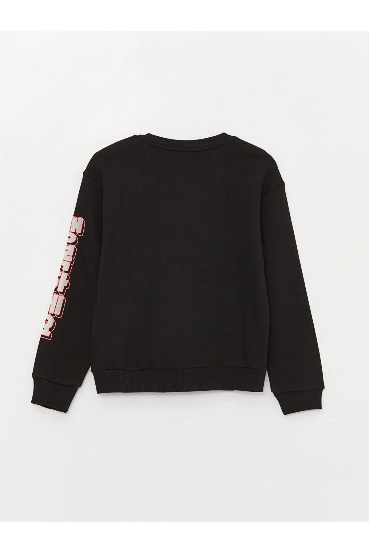 Bisiklet Yaka Baskılı Uzun Kollu Kız Çocuk Sweatshirt (W3)