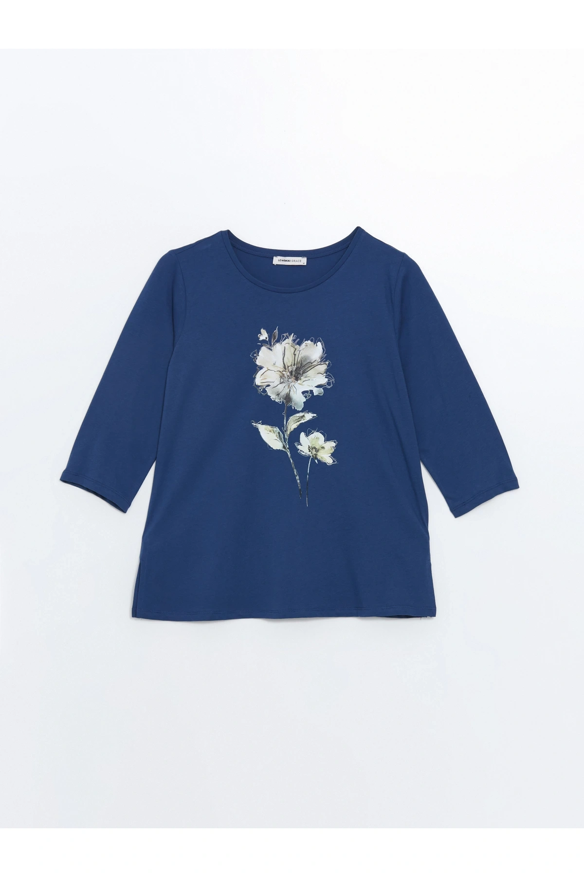 Bisiklet Yaka Çiçekli Kadın Bluz