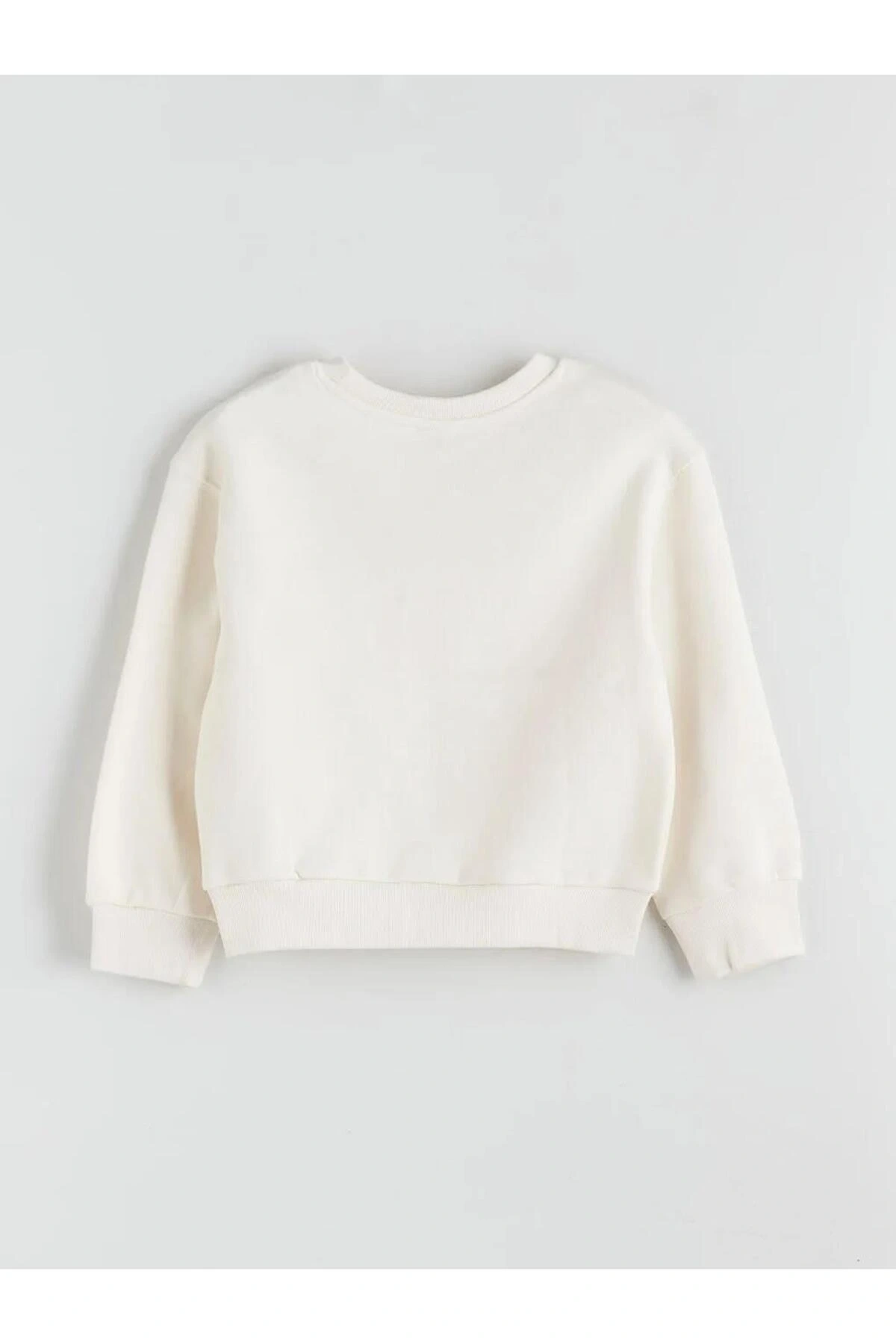 Bisiklet Yaka Çiçekli Kız Çocuk Sweatshirt (W5)