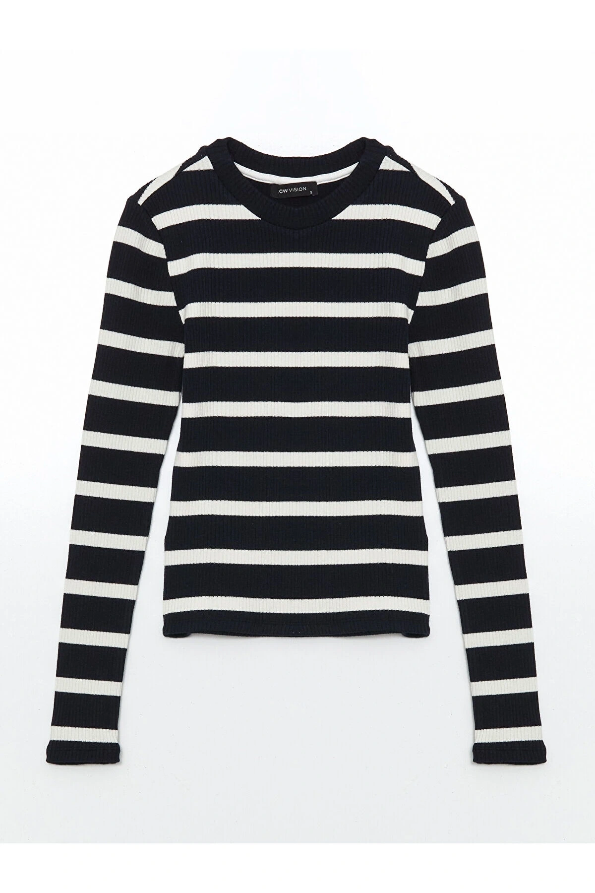 Bisiklet Yaka Çizgili Kadın Body