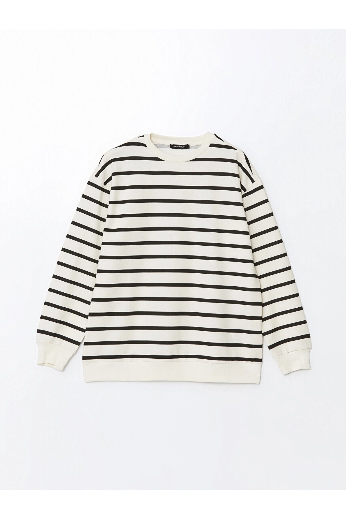 Bisiklet Yaka Çizgili Kadın Sweatshirt