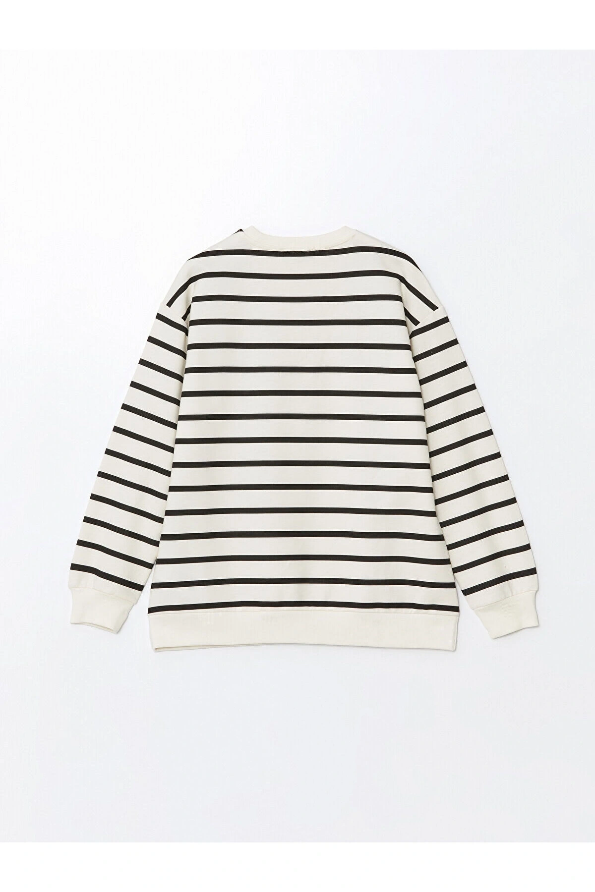 Bisiklet Yaka Çizgili Kadın Sweatshirt