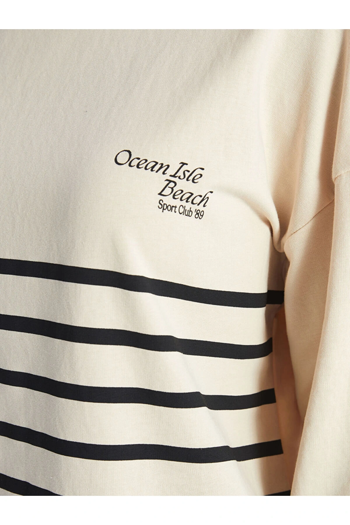 Bisiklet Yaka Çizgili Kadın Sweatshirt Tunik