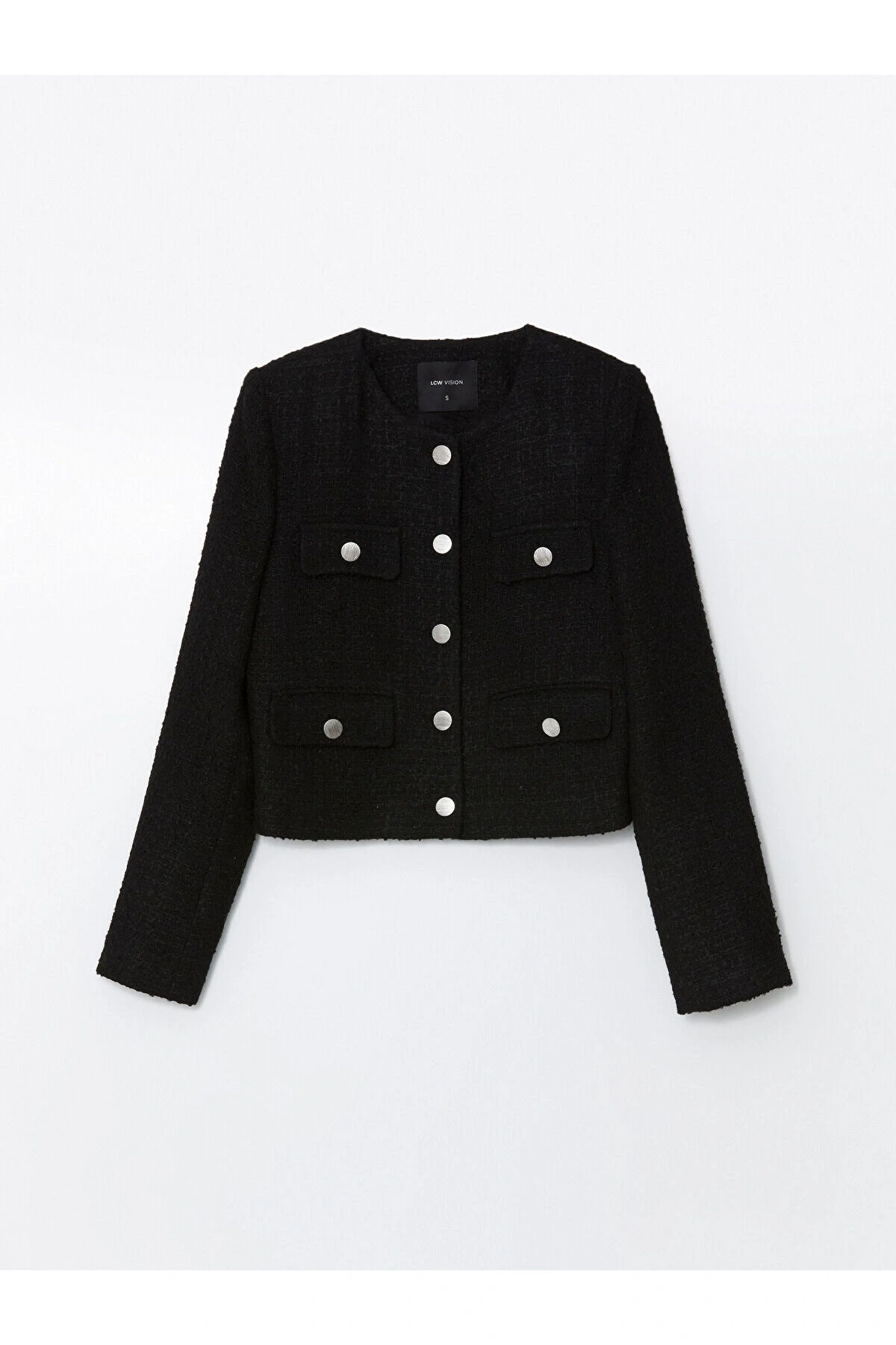 Bisiklet Yaka Ekose Kadın Tüvit Ceket