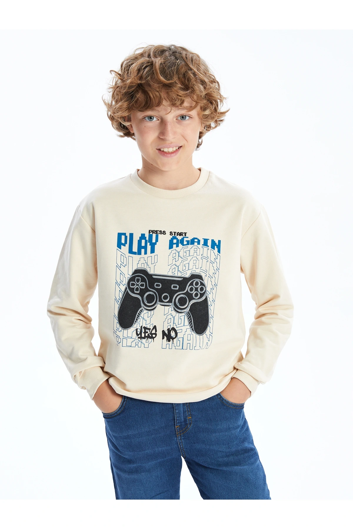 Bisiklet Yaka Erkek Çocuk Sweatshirt