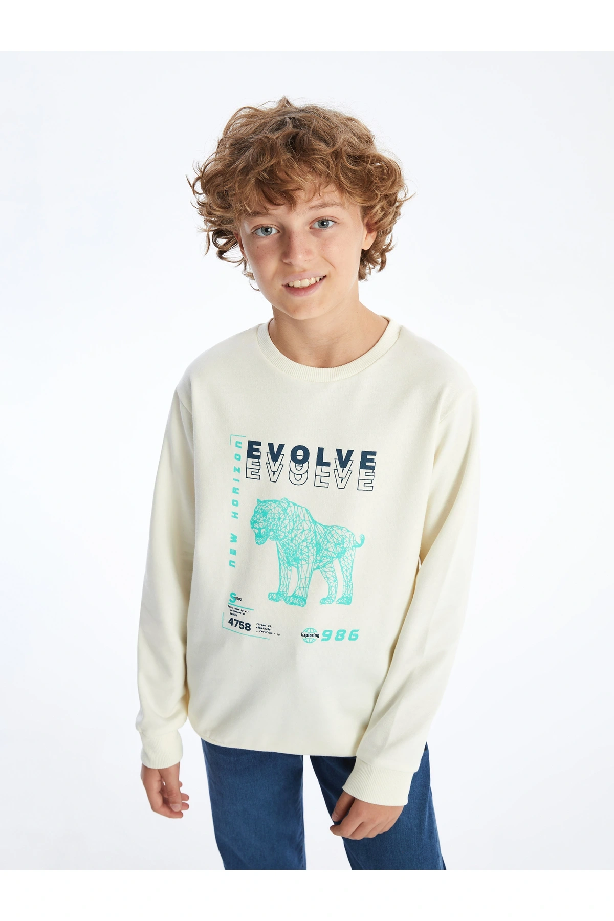 Bisiklet Yaka Erkek Çocuk Sweatshirt