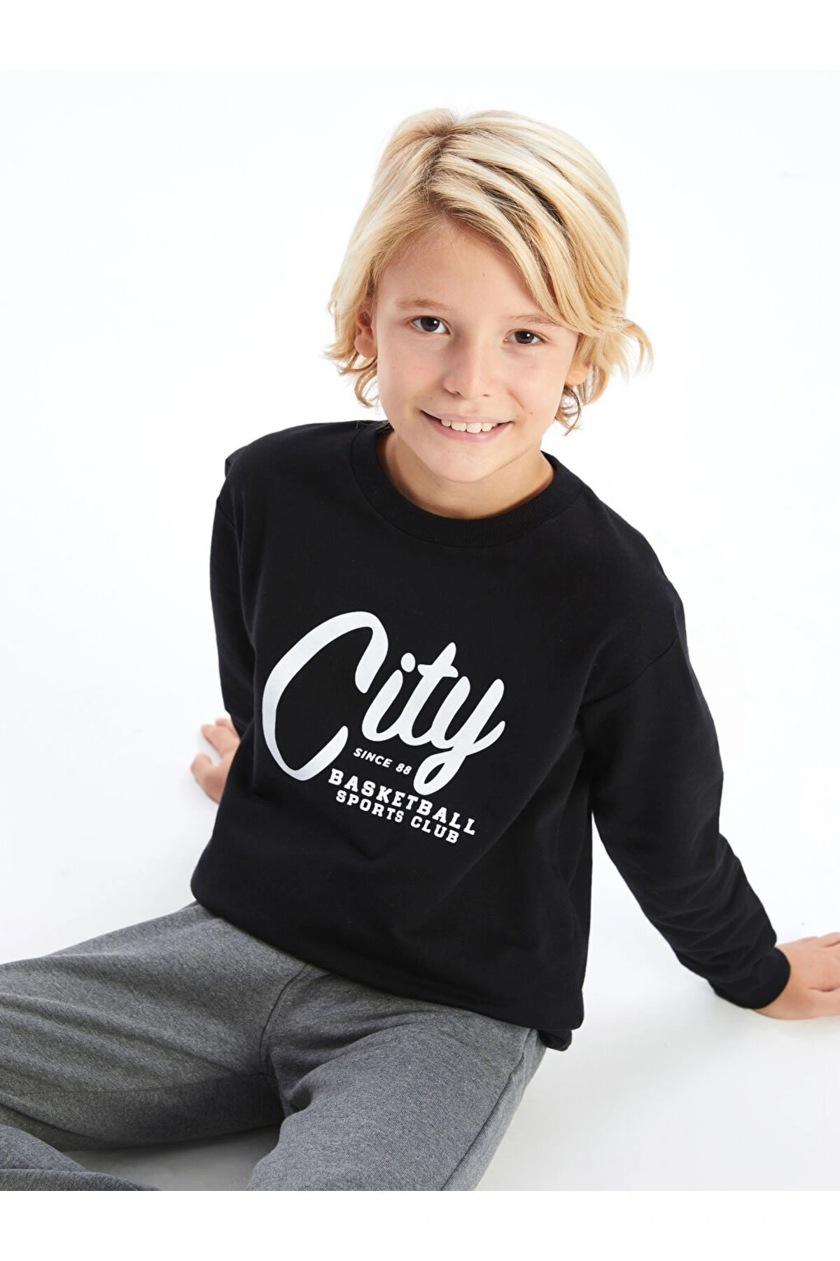 Bisiklet Yaka Erkek Çocuk Sweatshirt