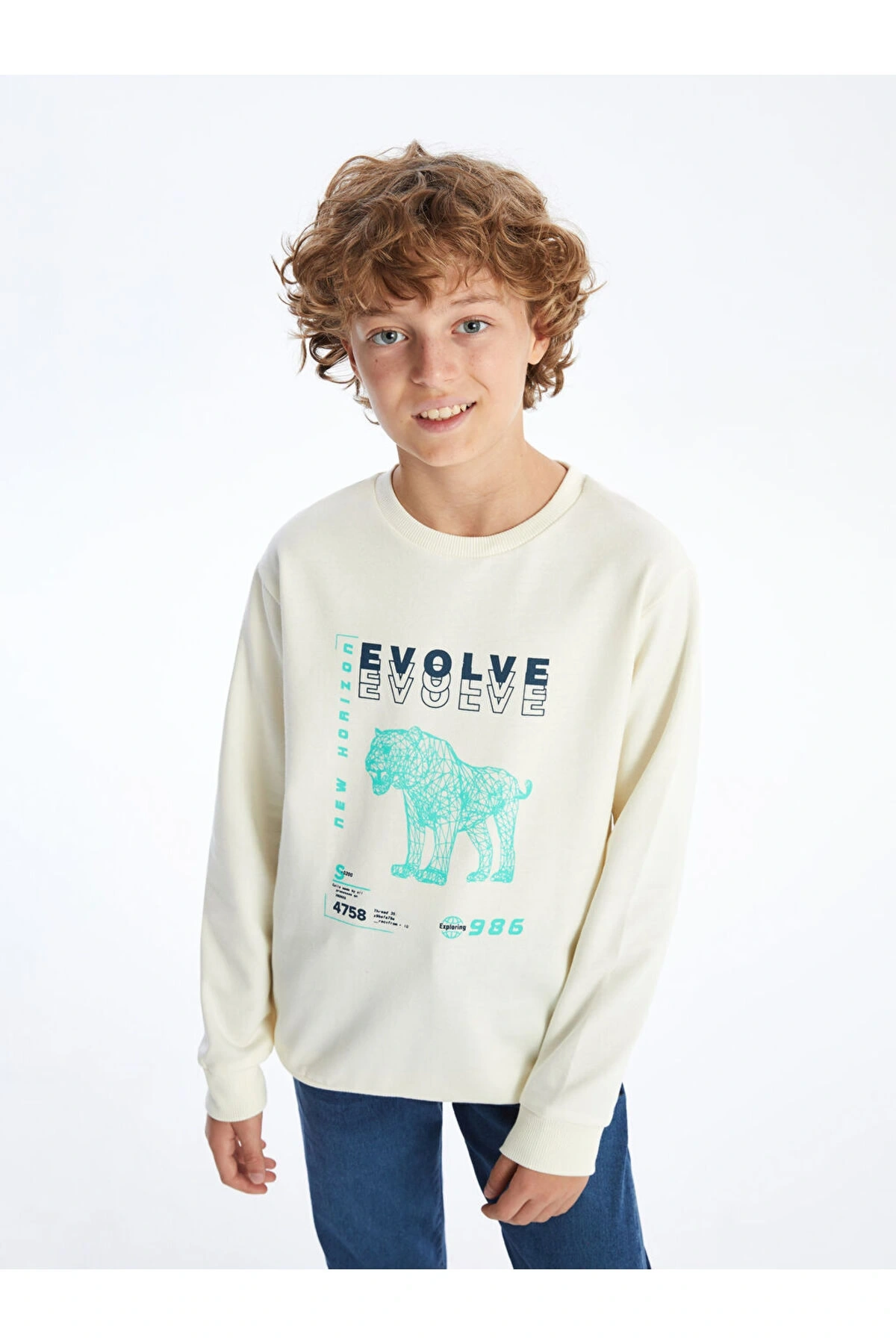 Bisiklet Yaka Erkek Çocuk Sweatshirt