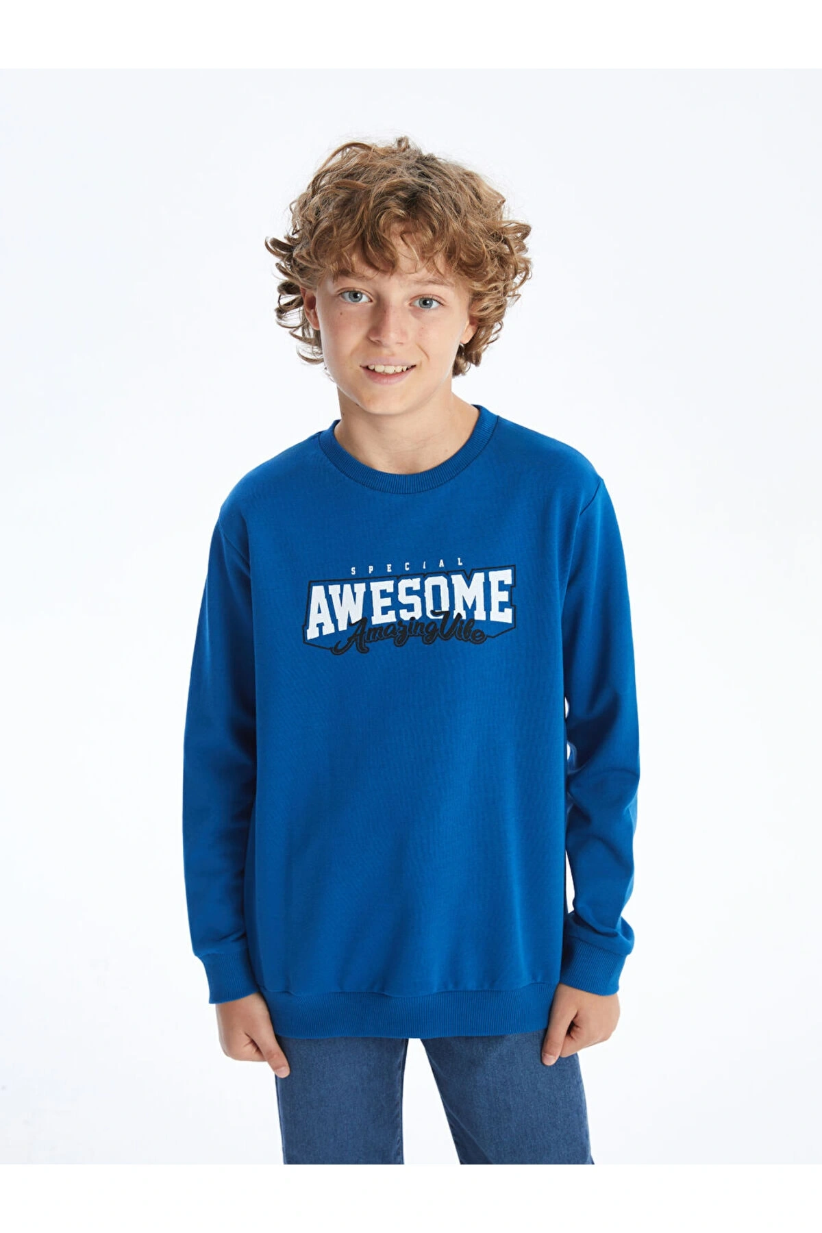 Bisiklet Yaka Erkek Çocuk Sweatshirt